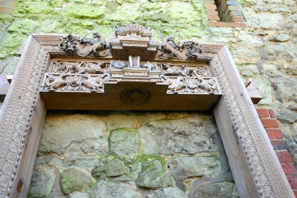 Early 19th Century Carved Teak Archway, Temple Doorway photo for sale