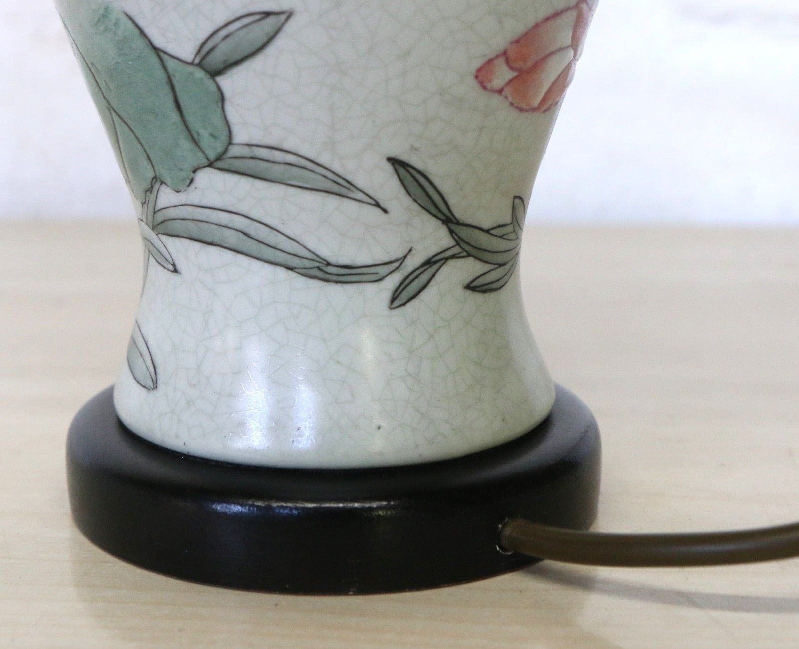 Vintage Table Lamp Carlos Remes Water Lily Oriental Chinese Ceramic Vase photo vinterior