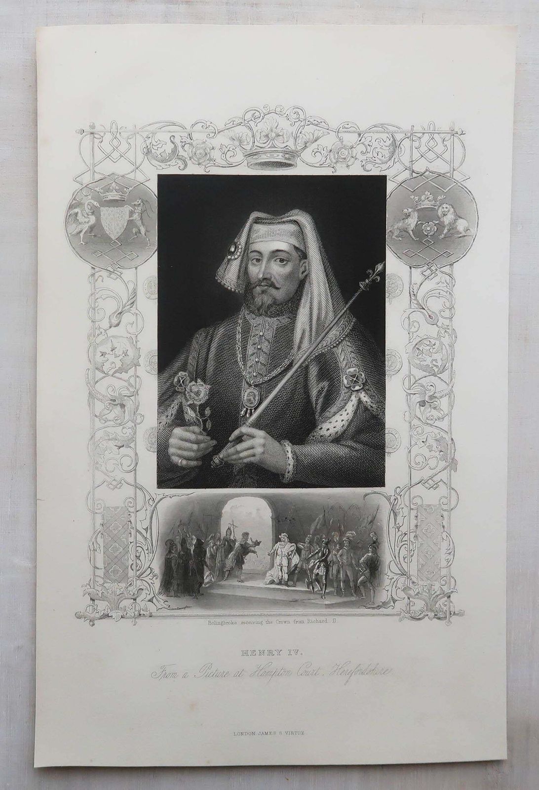 Set Of 24 Original Antique Prints Of Kings Of England, C.1840 photo Art