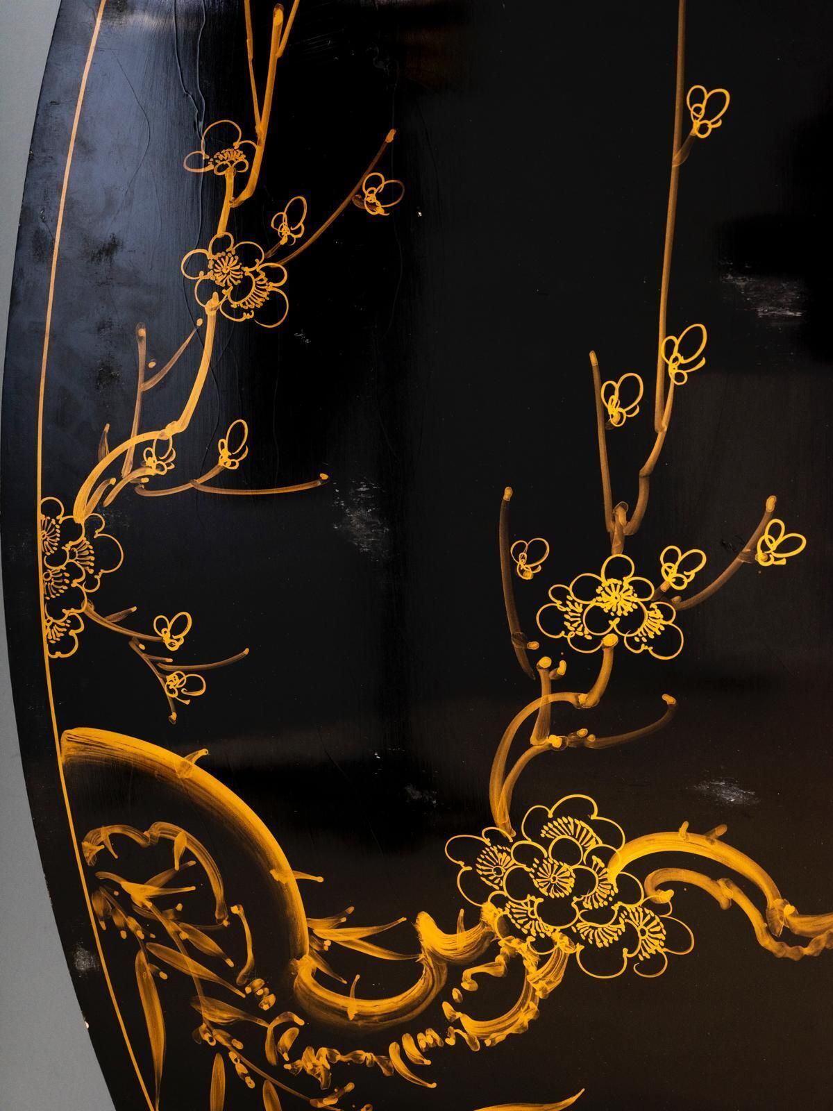 Chinese Export Black Lacquer And Mother Of Pearl Folding Screen Mid 20th Century photo buy