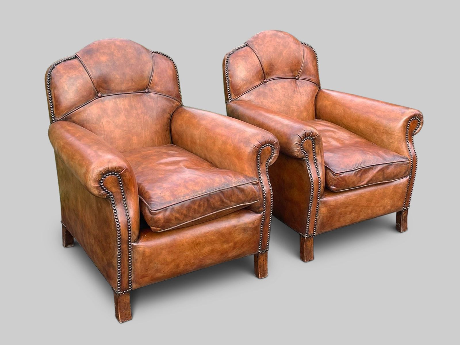 Pair Of 20th Century French Leather Club Chairs photo furniture