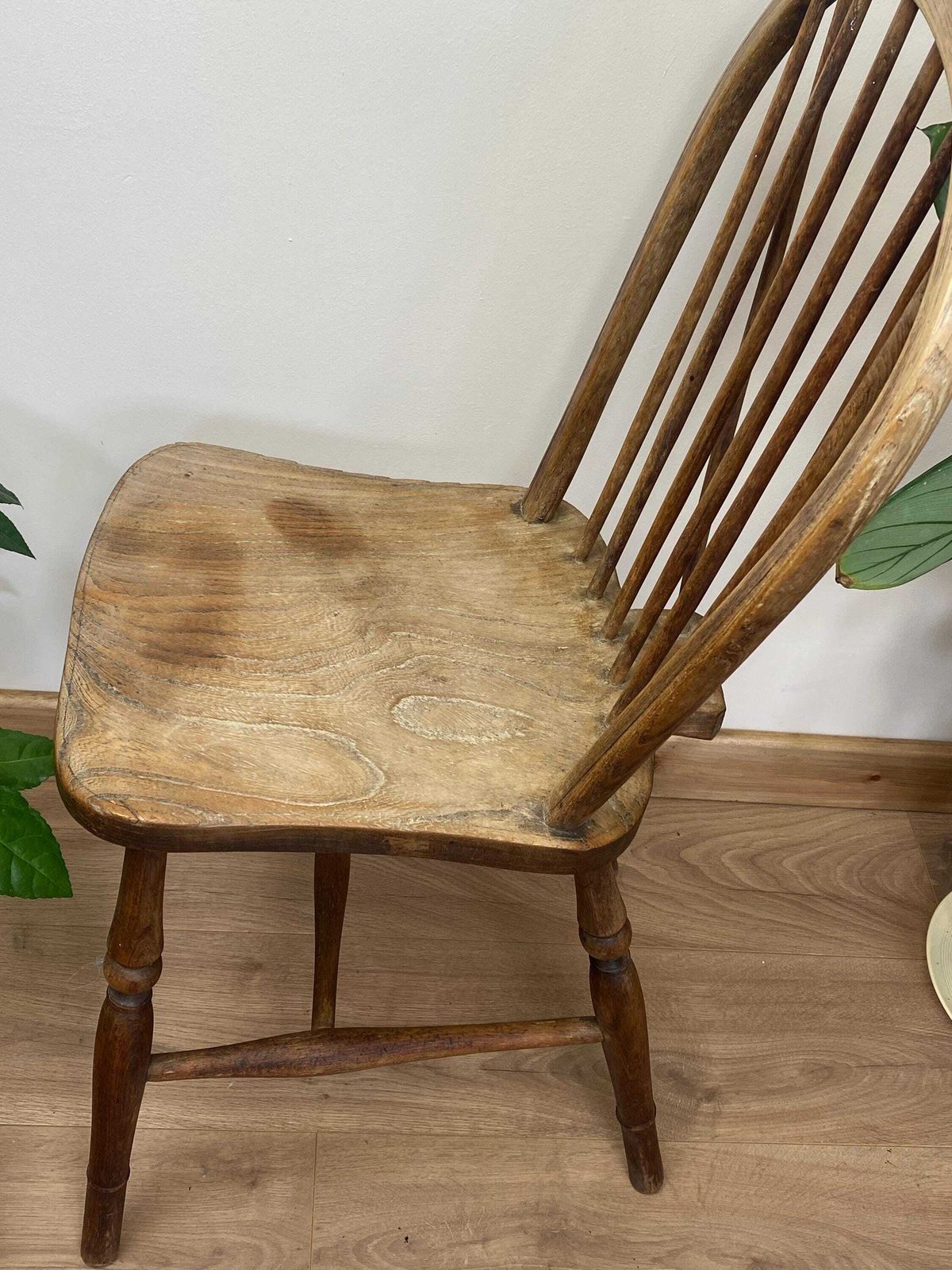 Antique Hand Made Elm Seat Kitchen Chair With Lovely Patina photo Furniture