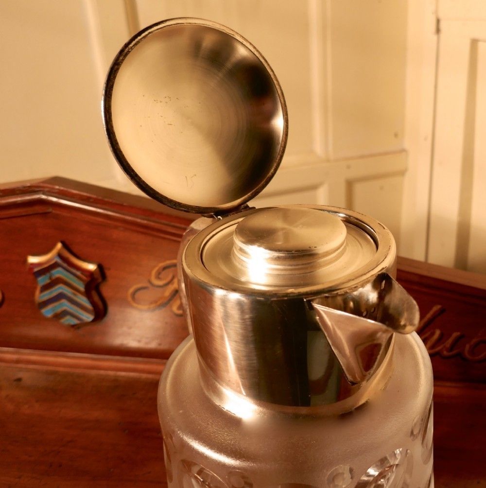 German Art Deco Crystal And Silver Plated Chiller Jug photo buy