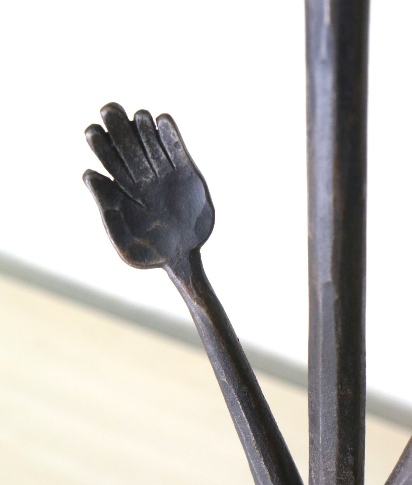 A Unique & Large Wrought Iron Sculptural Candlestick Featuring A Bird And Hands Freedom Beautifully Made photo vintage
