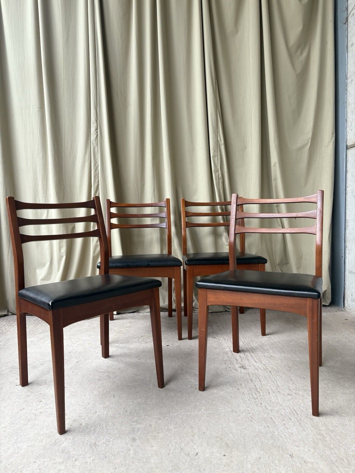 Vtg Mid Century Set Of 4 Dining Chairs Danish Scandi Retro R1067 photo furniture