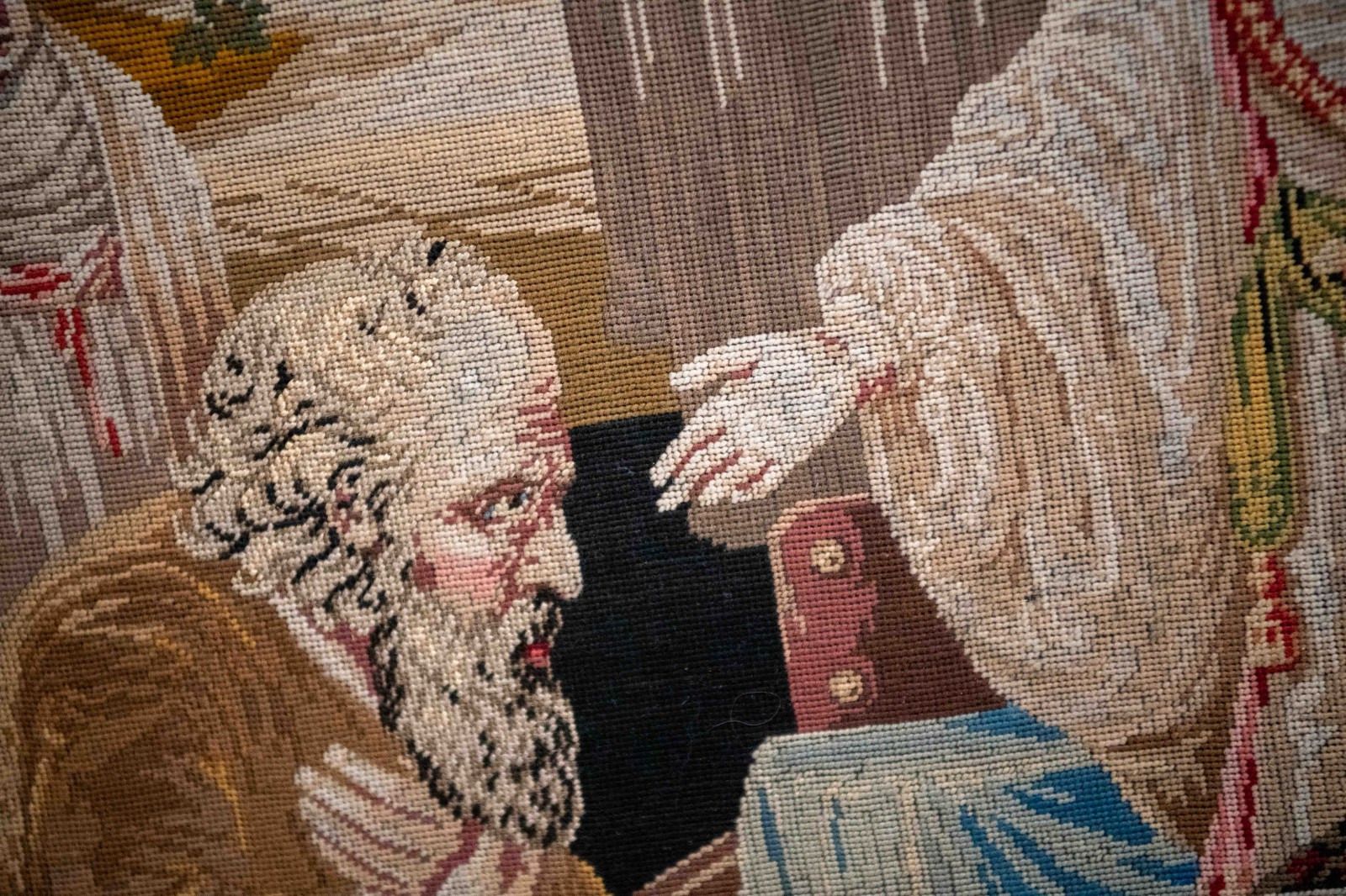 Large Antique Continental Needlepoint Tapestry Picture, Biblical  Scene, C.1890 photo 455.0