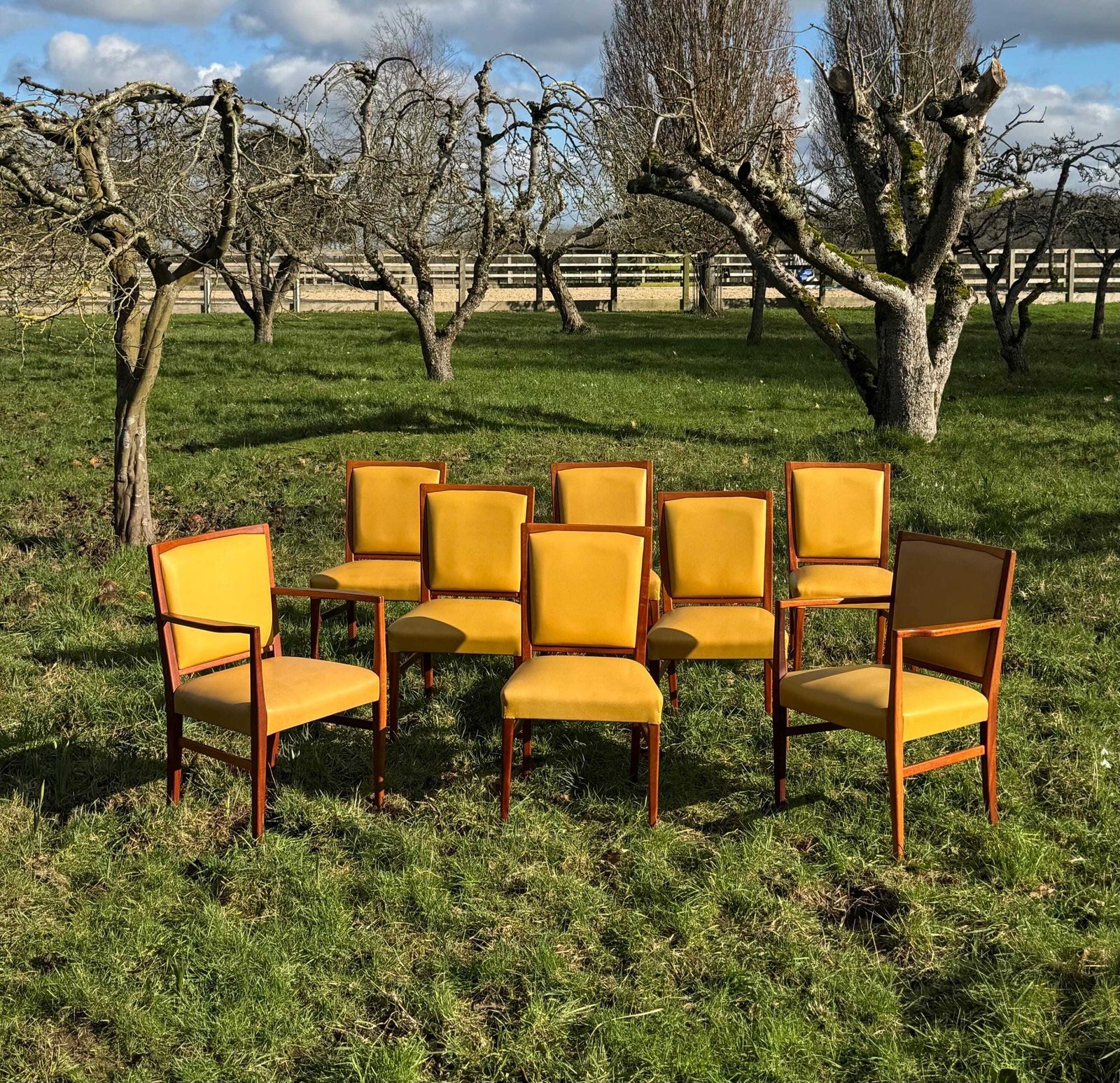 photo vinterior Mid Century Mahogany Set Of Eight Dining Chairs By Marin Hall For Gordon Russell 1970