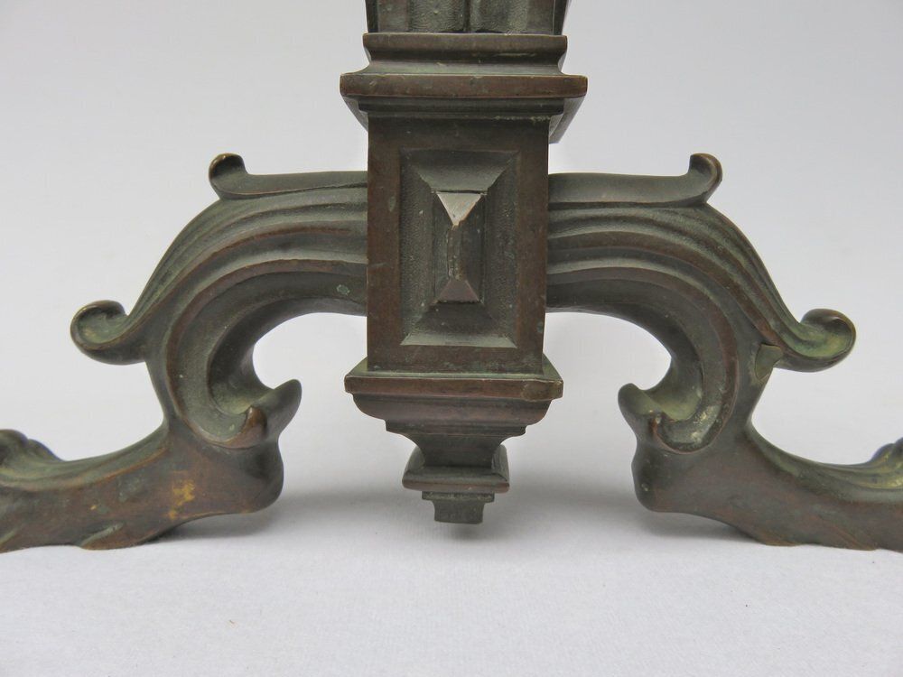 photo vinterior Historicist Bronze Andirons, 19th Century, Set Of 2