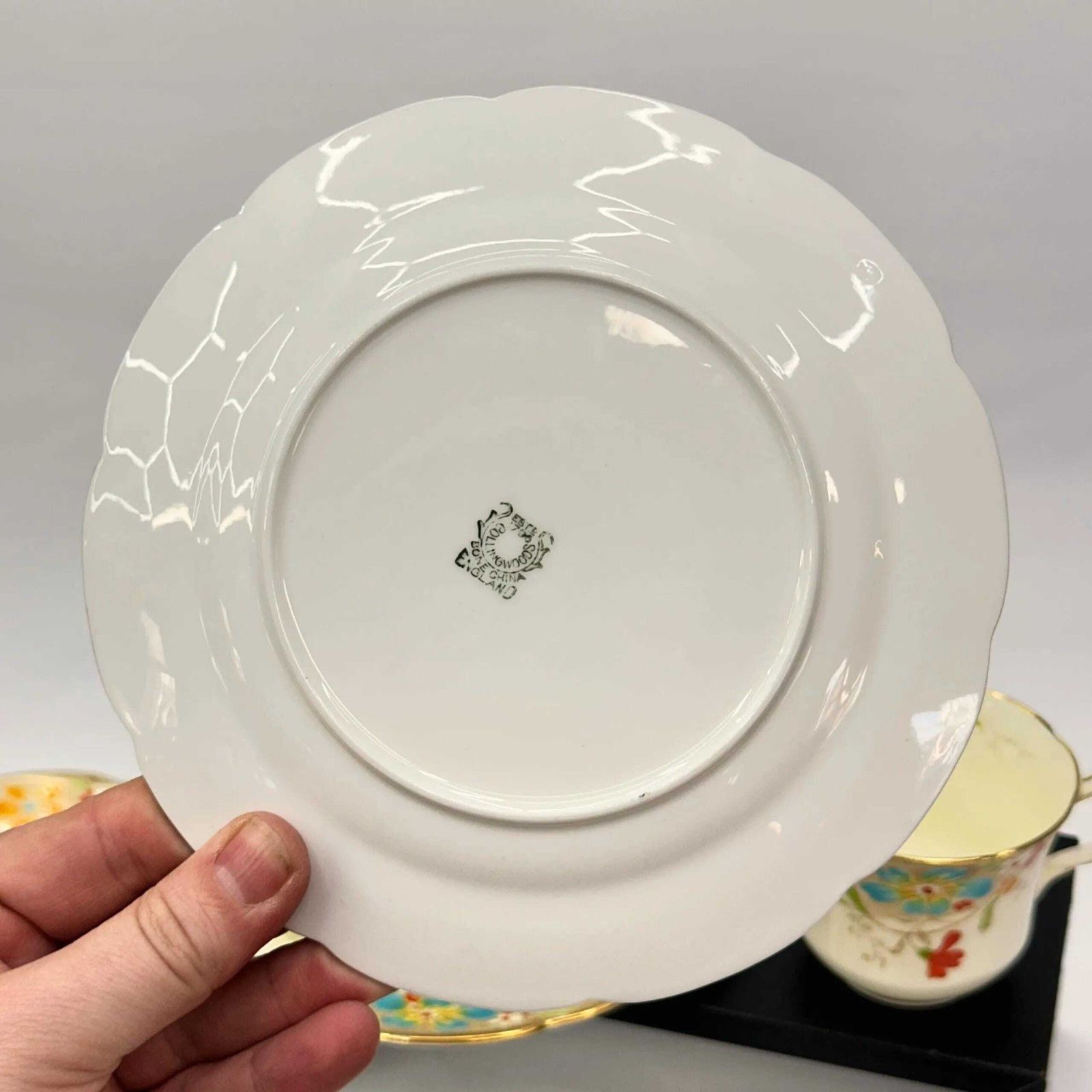 Collingwoods Bone China Tea Set 4 Trios Hand Painted Floral 7509 Vintage England photo vintage