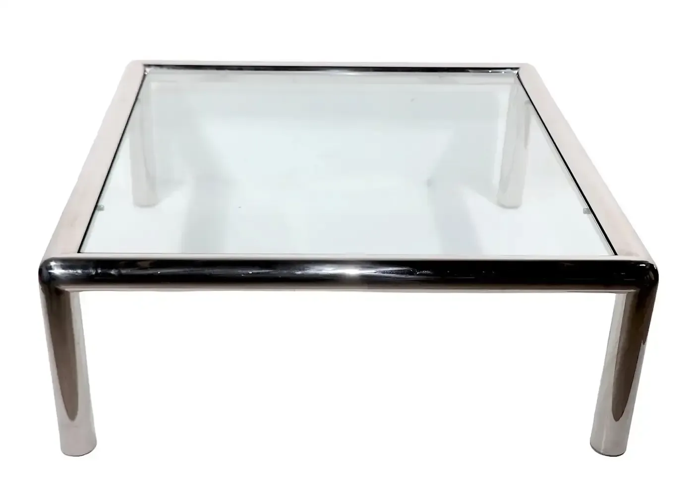 1970s, Italian, Designed By John Mascheroni For Vecta, Each With An Inset Glass Top, On A Tubular Chrome Frame photo vintage