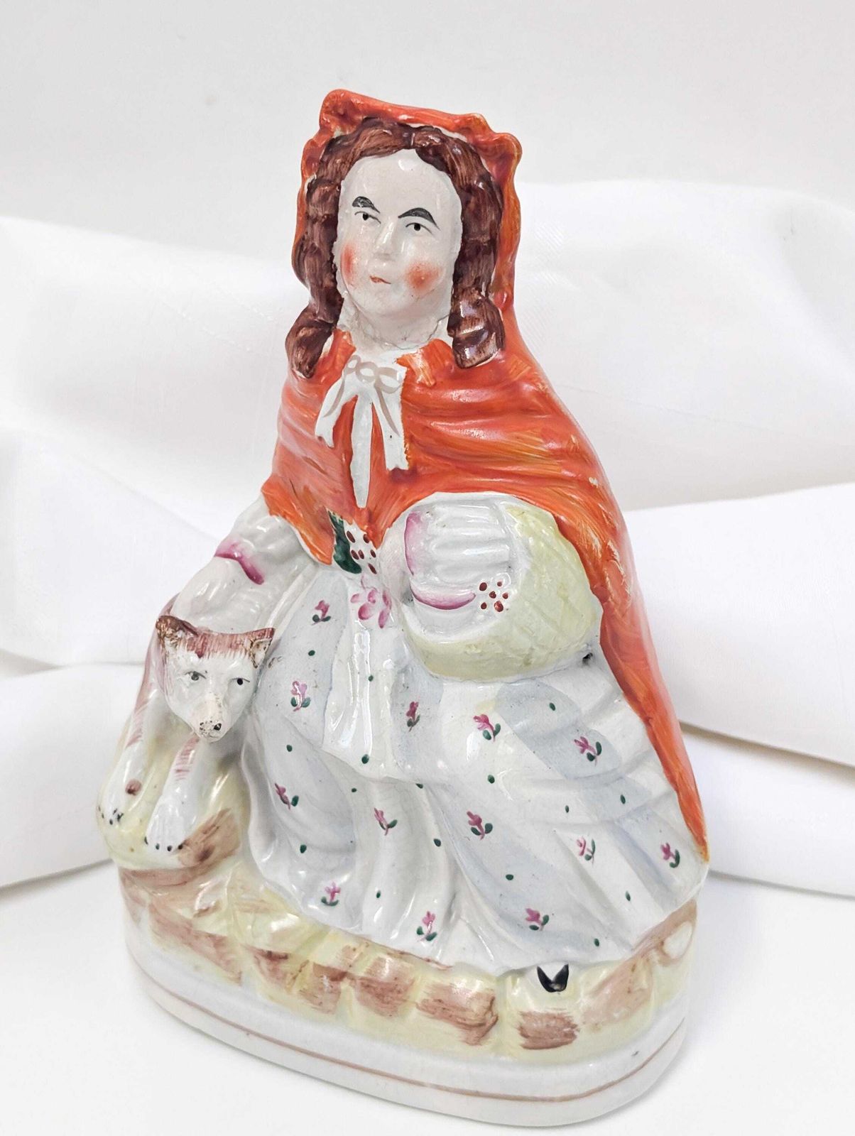 Antique Staffordshire Red Riding Hood Flat Back C.1865. Rare Vintage Collectible. photo vinterior