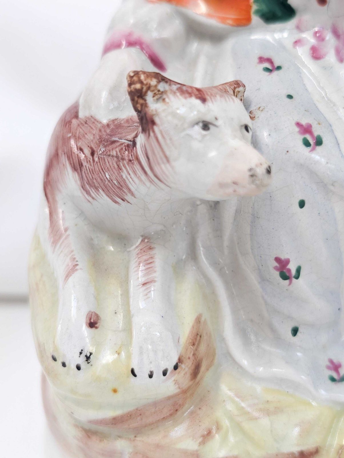 photo vinterior Antique Staffordshire Red Riding Hood Flat Back C.1865. Rare Vintage Collectible.