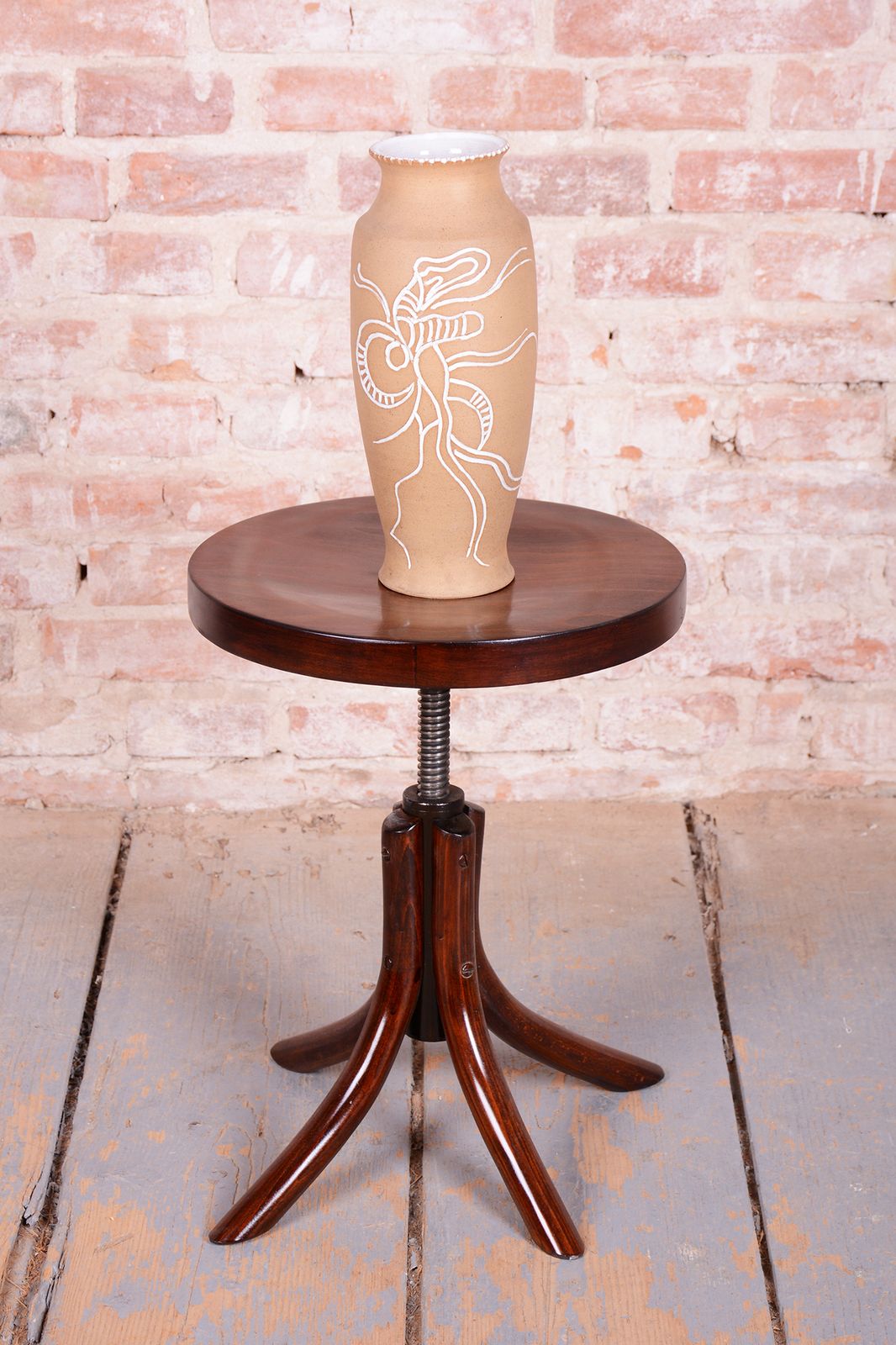 photo furniture Restored Art Deco Piano Swivel Stool, By Thonet, Beech, Polished, Czech, 1930s