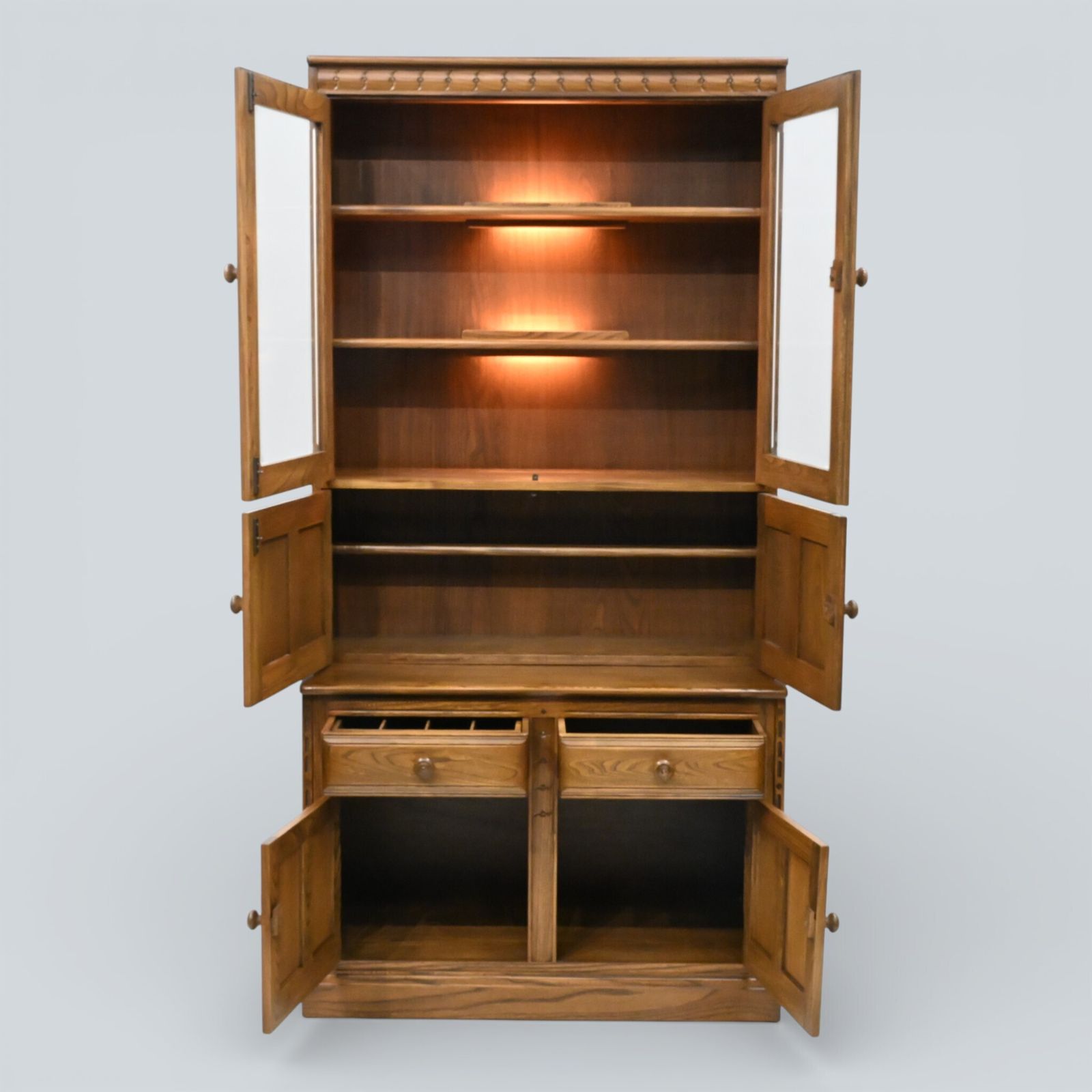 Ercol Mural Wall Unit Drinks Display Cabinets Golden Dawn Free Uk Delivery* photo vintage