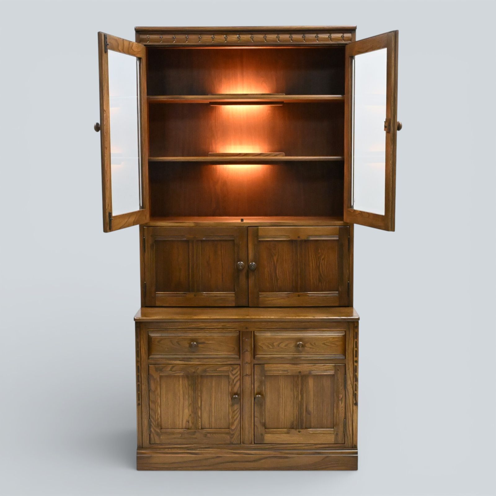 447.0 Ercol Mural Wall Unit Drinks Display Cabinets Golden Dawn Free Uk Delivery* photo