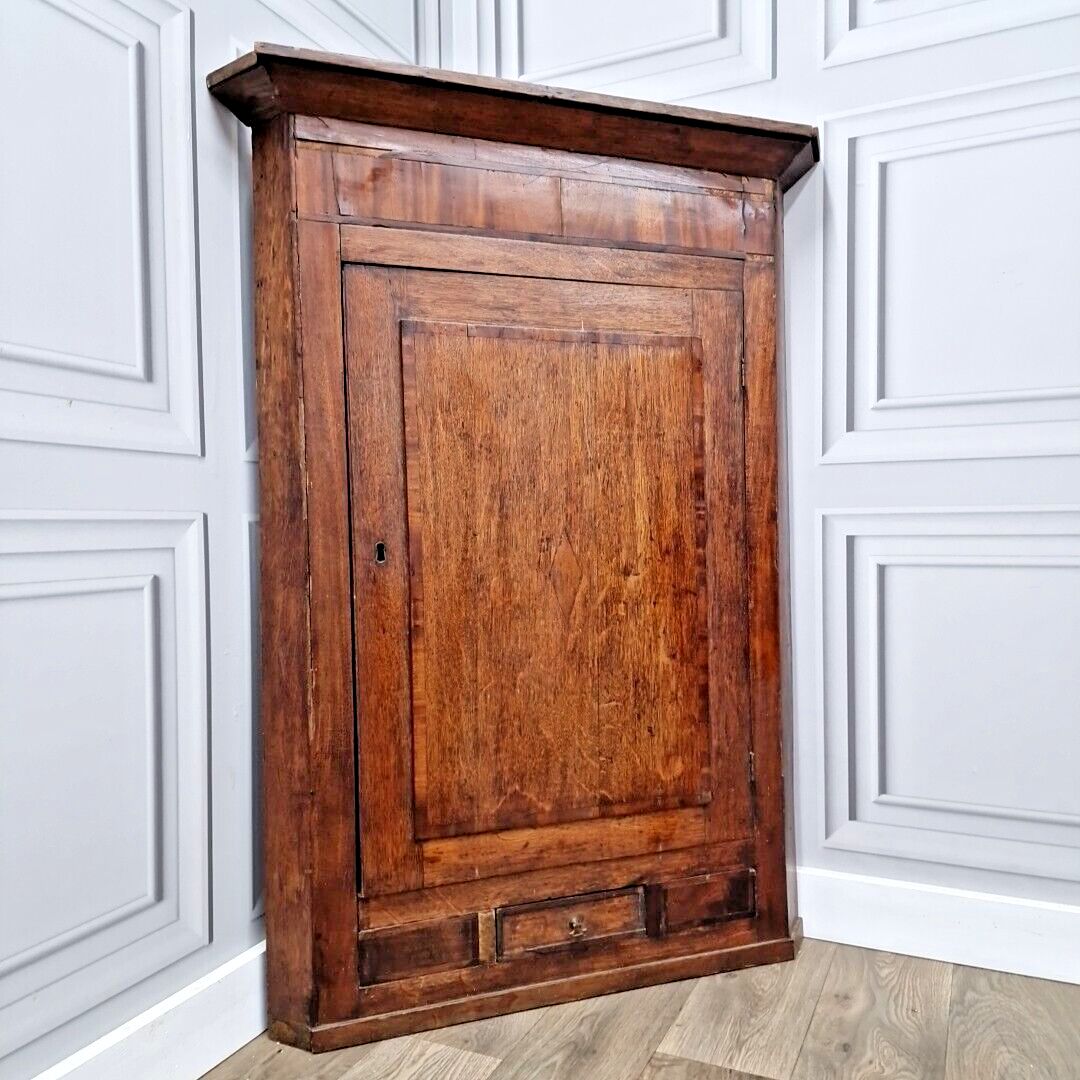Antique Georgian Corner Cabinet Single Door Hanging Cupboard Long Case
