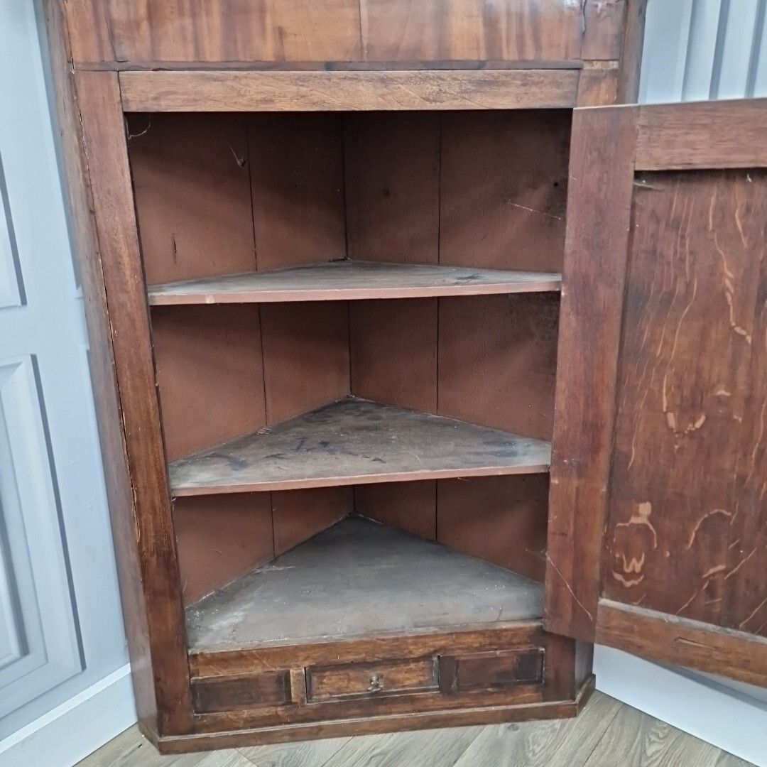 270.0 Antique Georgian Corner Cabinet Single Door Hanging Cupboard Long Case photo