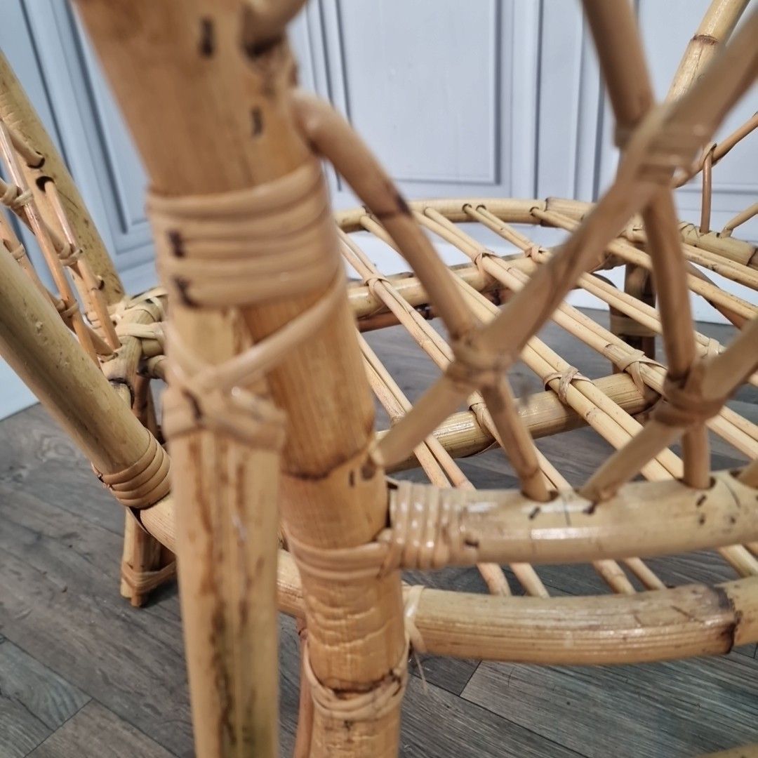 photo for sale Retro Vintage Rattan Chair Bamboo Tub Mid Century Armchair Seat Boho Tiki