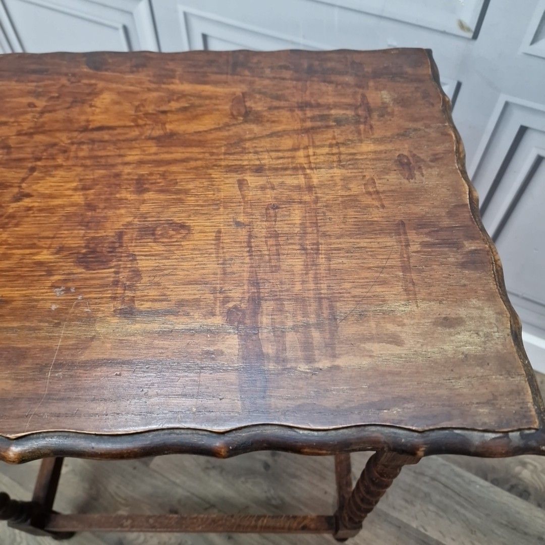 Antique Oak Hall Table – Solid Wood Barley Twist Legs – Jacobean Style Lamp Side photo 160.0