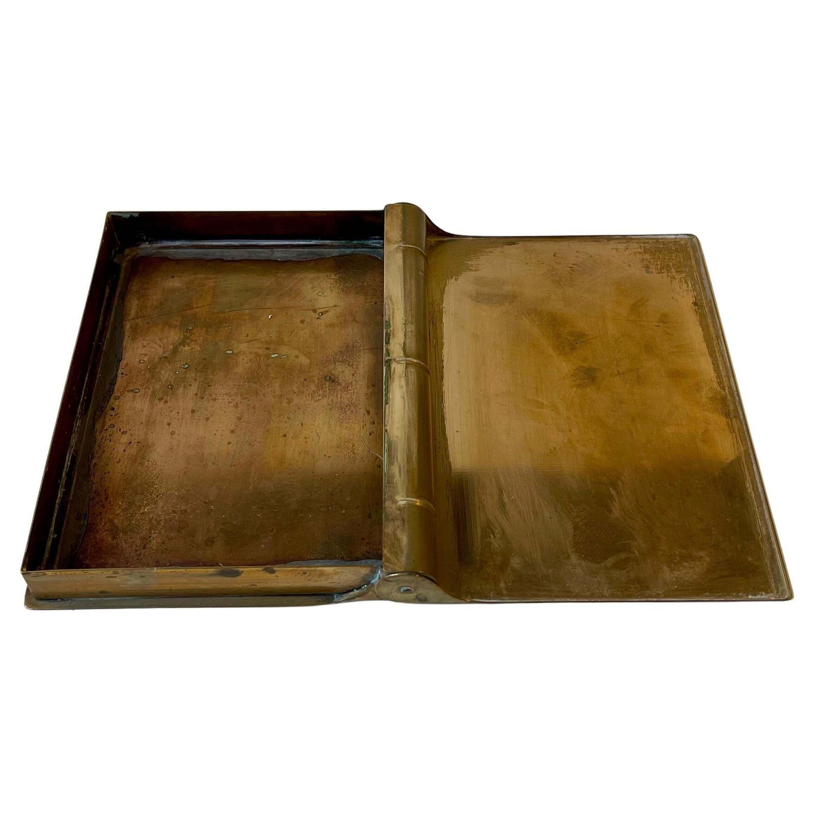 1930s Concealed Guilloché Brass Box   In The Shape Of A Book
