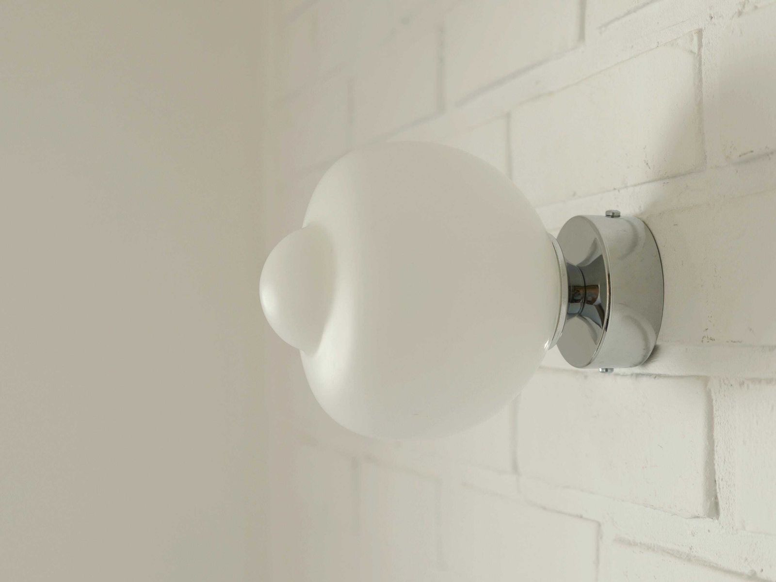 Set Of 2 Milk Glass Sconces / Redesign Vintage Wall Lamps / Ceiling Lighting / Flush Mount Lights photo vinterior
