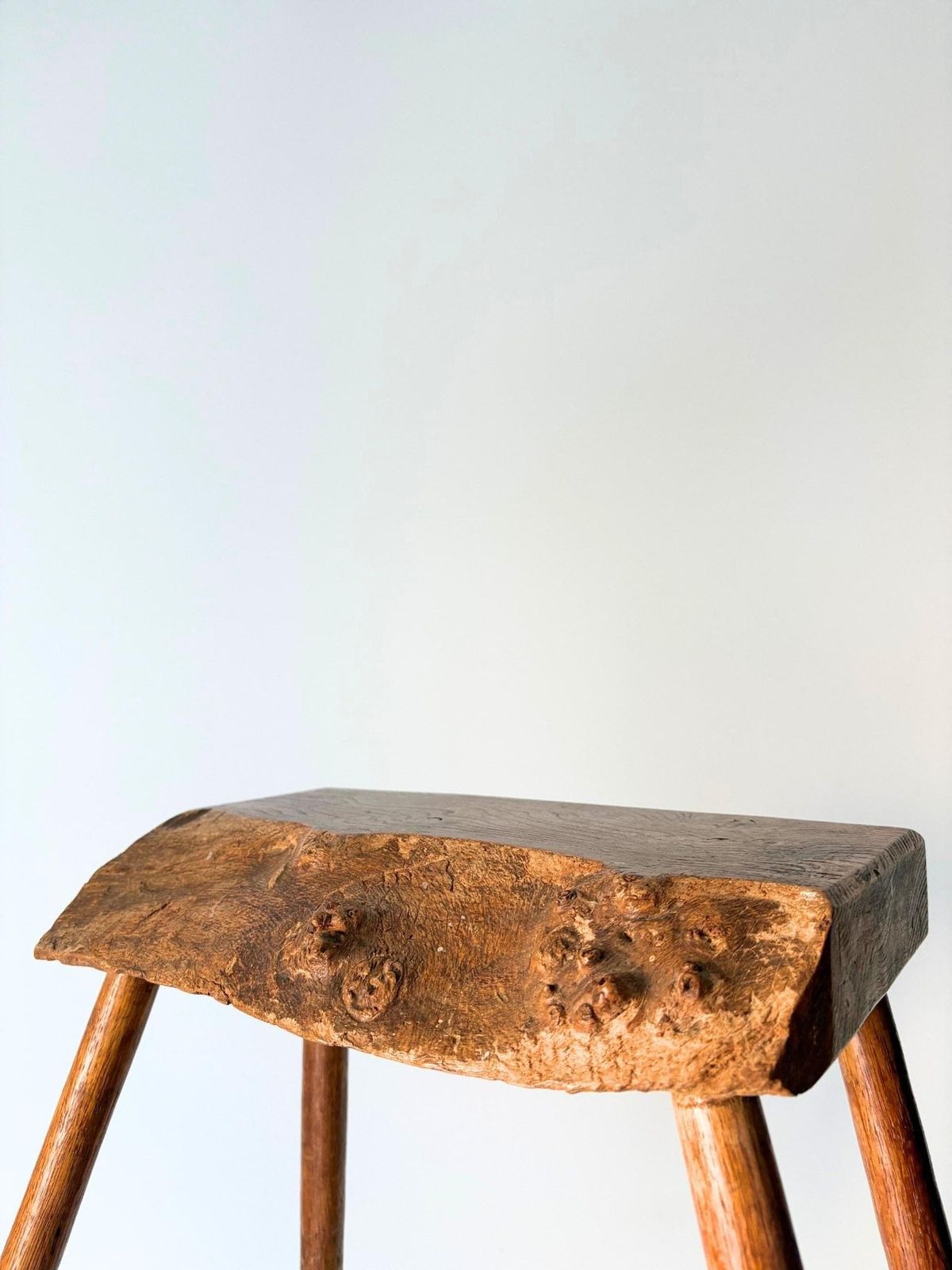 Primitive Brutalist Side Table Stool In Solid Oak By Acornman photo furniture