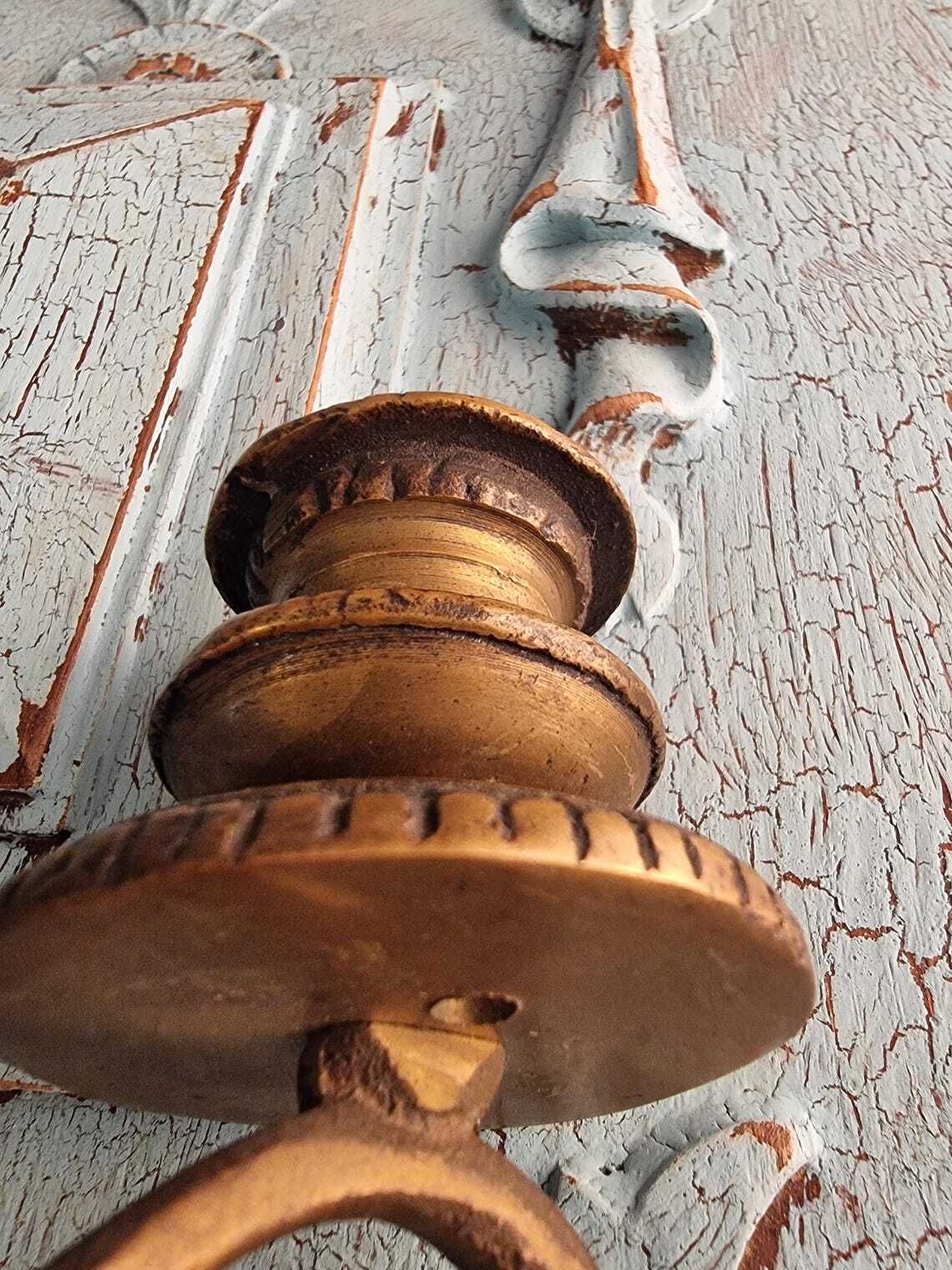 Vintage French Brass Candle Wall Sconces  Elegant Pair Of Two Arm Candle Holders photo buy