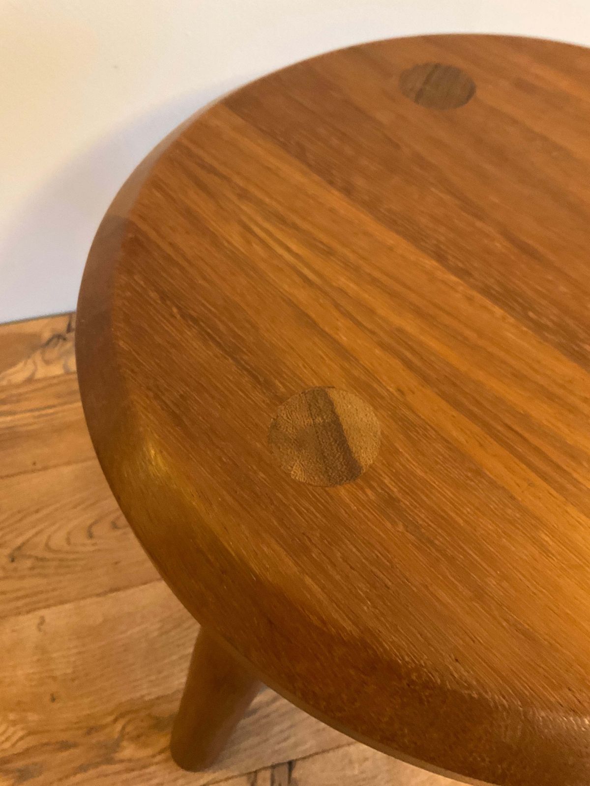 Vintage Mid Century Solid Wood Three Legged Stool / Plant Stand – 36cm Wide X 33cm High photo vintage