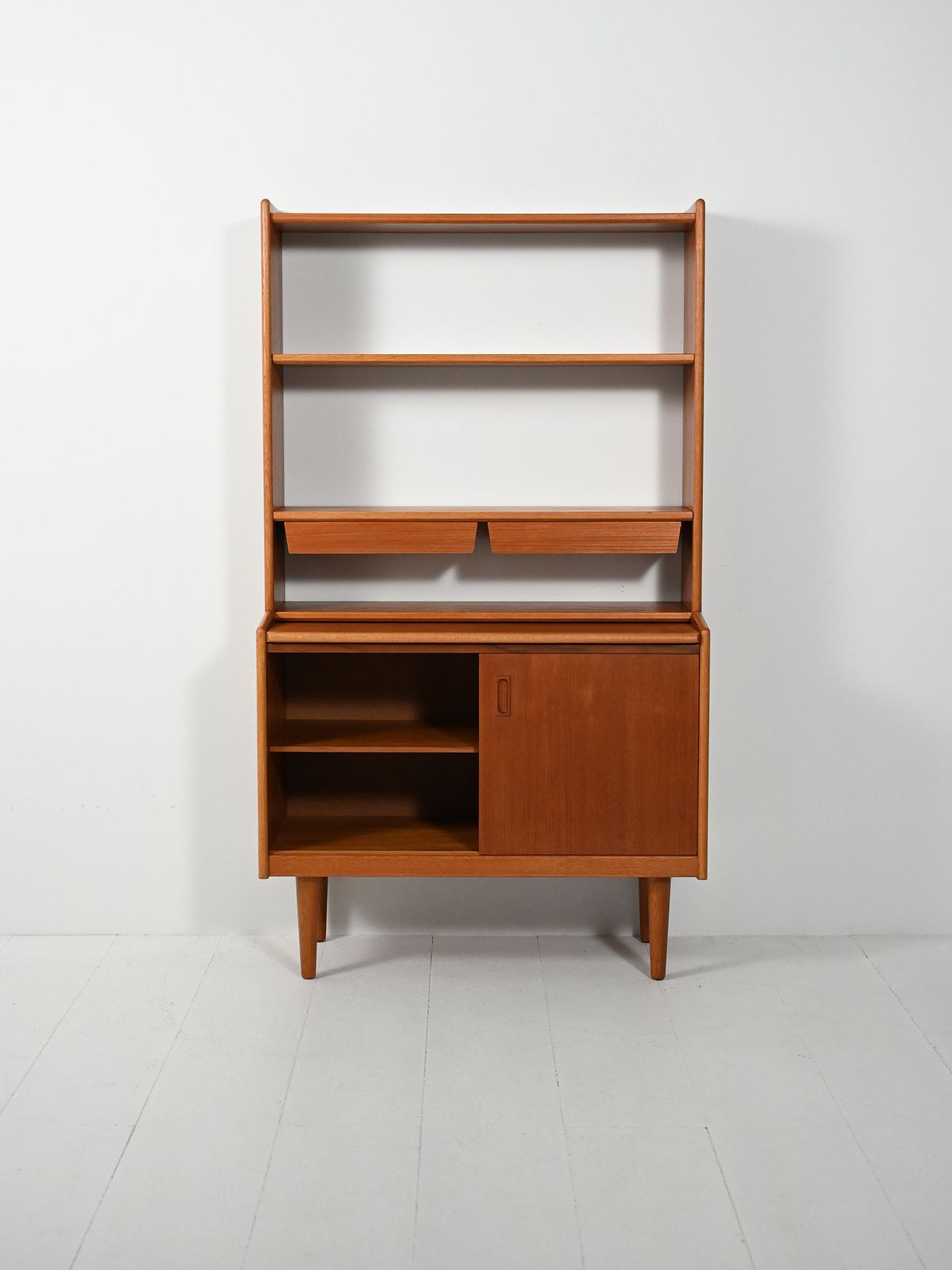 Scandinavian Teak Bookcase With Suspended Drawers photo Furniture