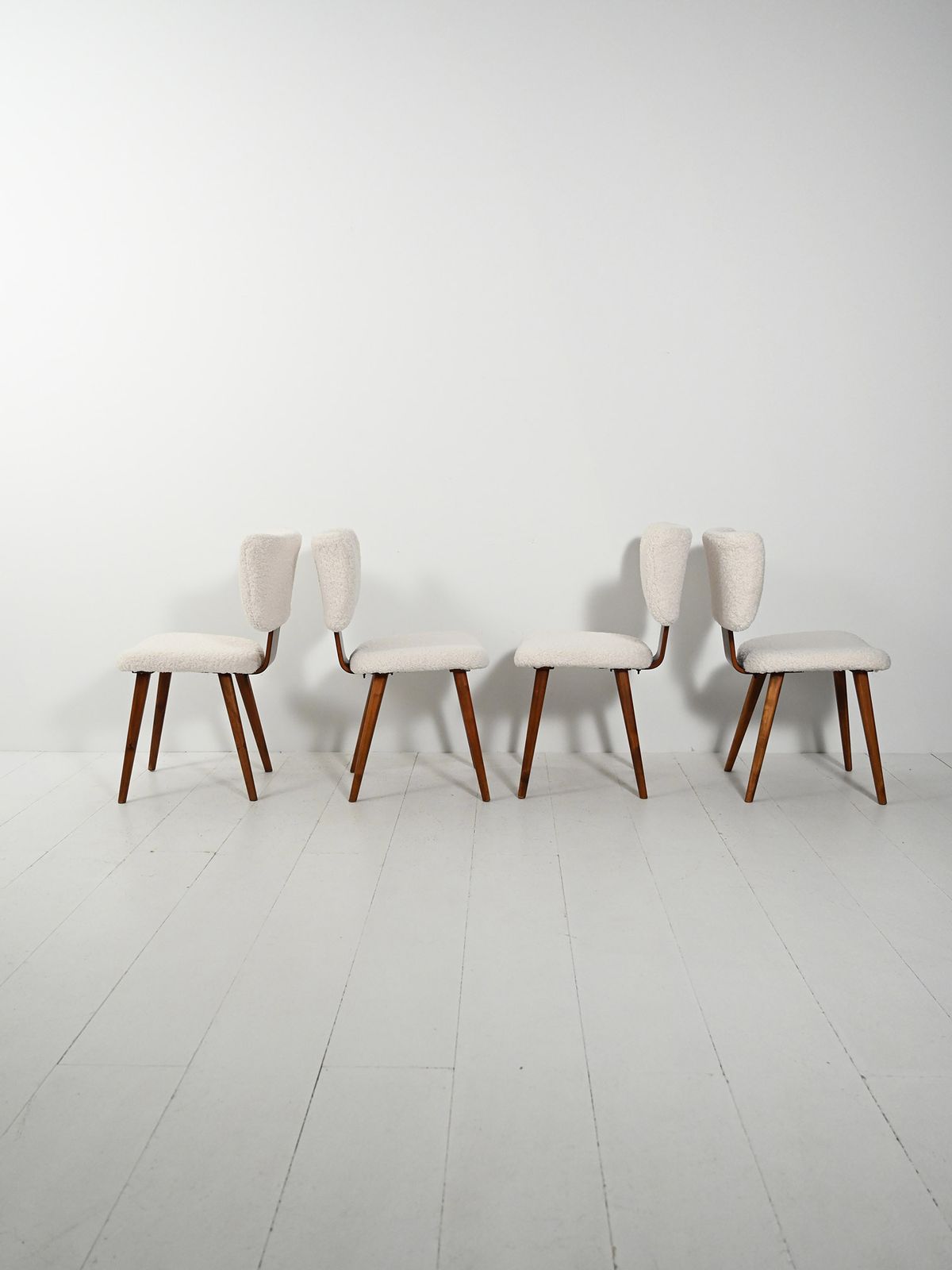 Set Of Four Scandinavian Chairs In Bouclé Wool photo Furniture