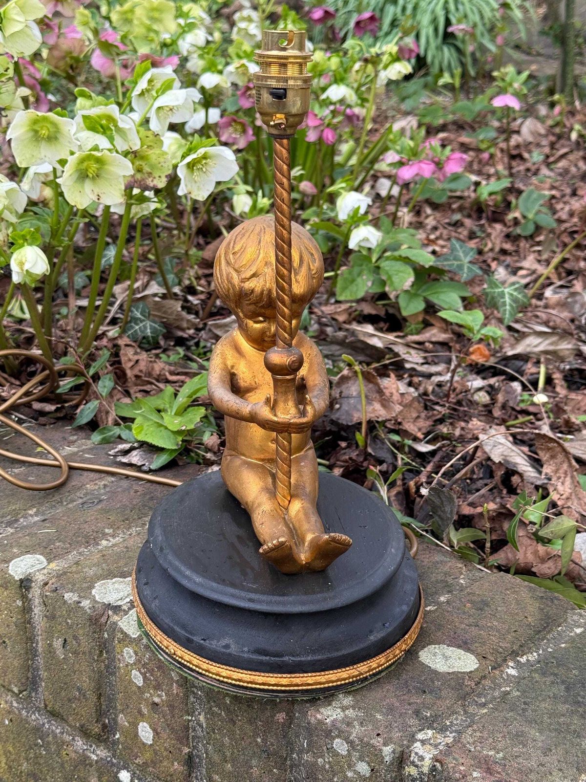 Vintage Cherub Table Lamp, Neoclassical Hollywood Regency Style Lighting photo Lighting