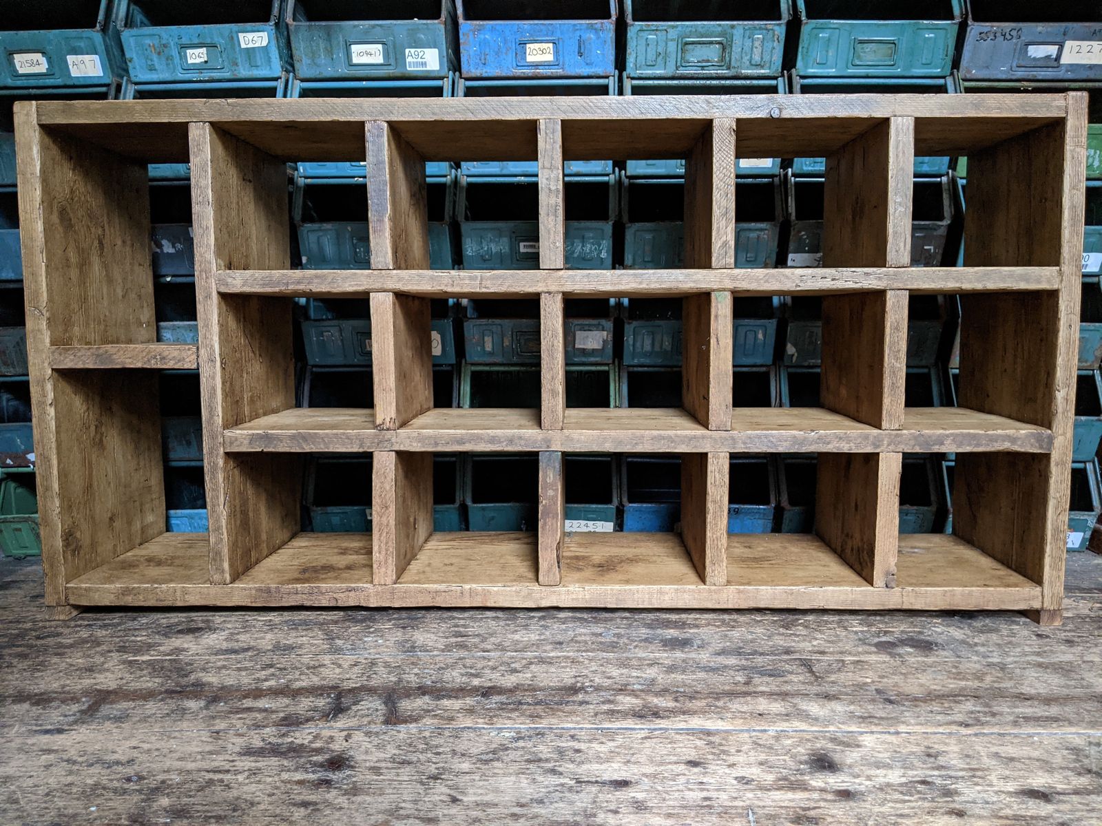 Bespoke Pigeon Holes Bookcases Upcycle Industrial Reclaimed Wood Backgrounds Storage
