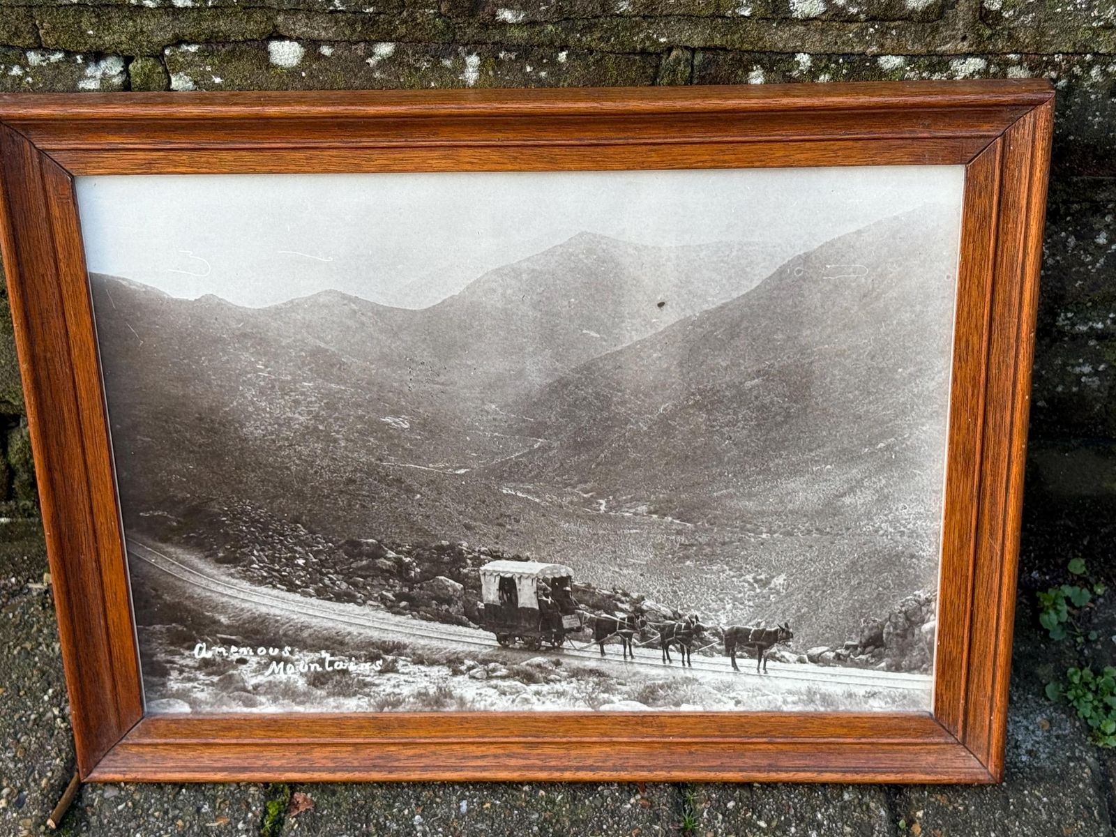 Vintage Quality Oak Frame, Black And White Aran Mountains Landscape Photograph Wall Art photo furniture