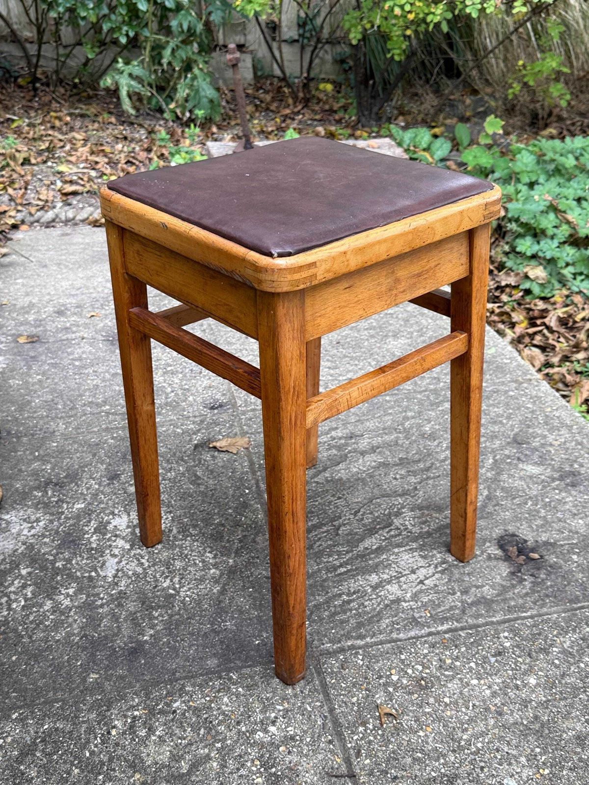 Mid Century Vintage Wooden Storage Stool Sewing Box Utility Seat 1960s 1970s photo furniture