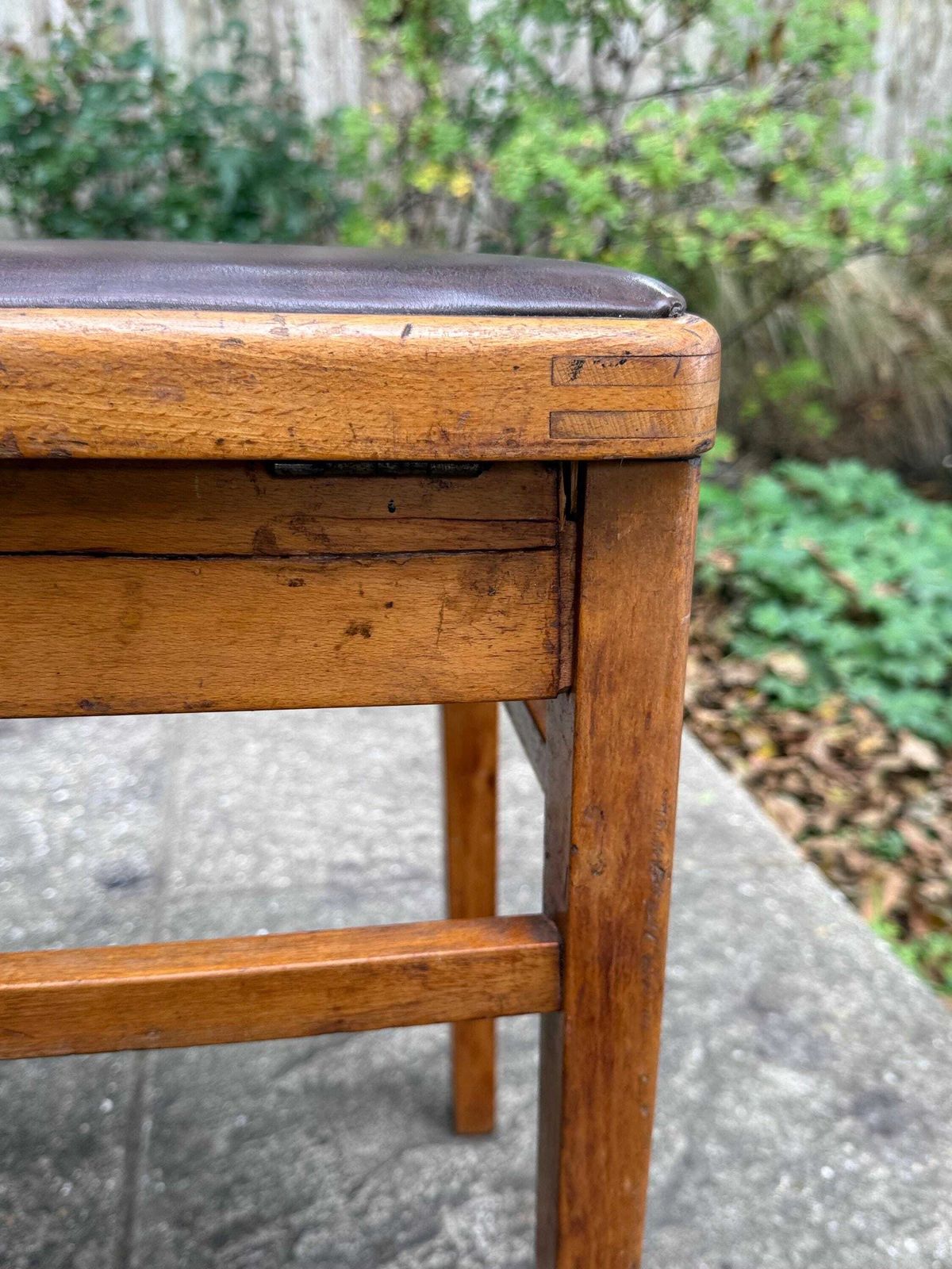 Mid Century Vintage Wooden Storage Stool Sewing Box Utility Seat 1960s 1970s photo buy