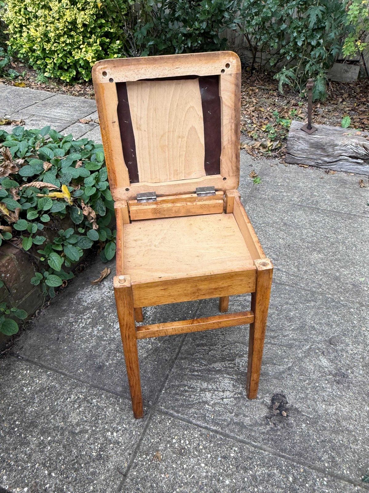 photo furniture Mid Century Vintage Wooden Storage Stool Sewing Box Utility Seat 1960s 1970s