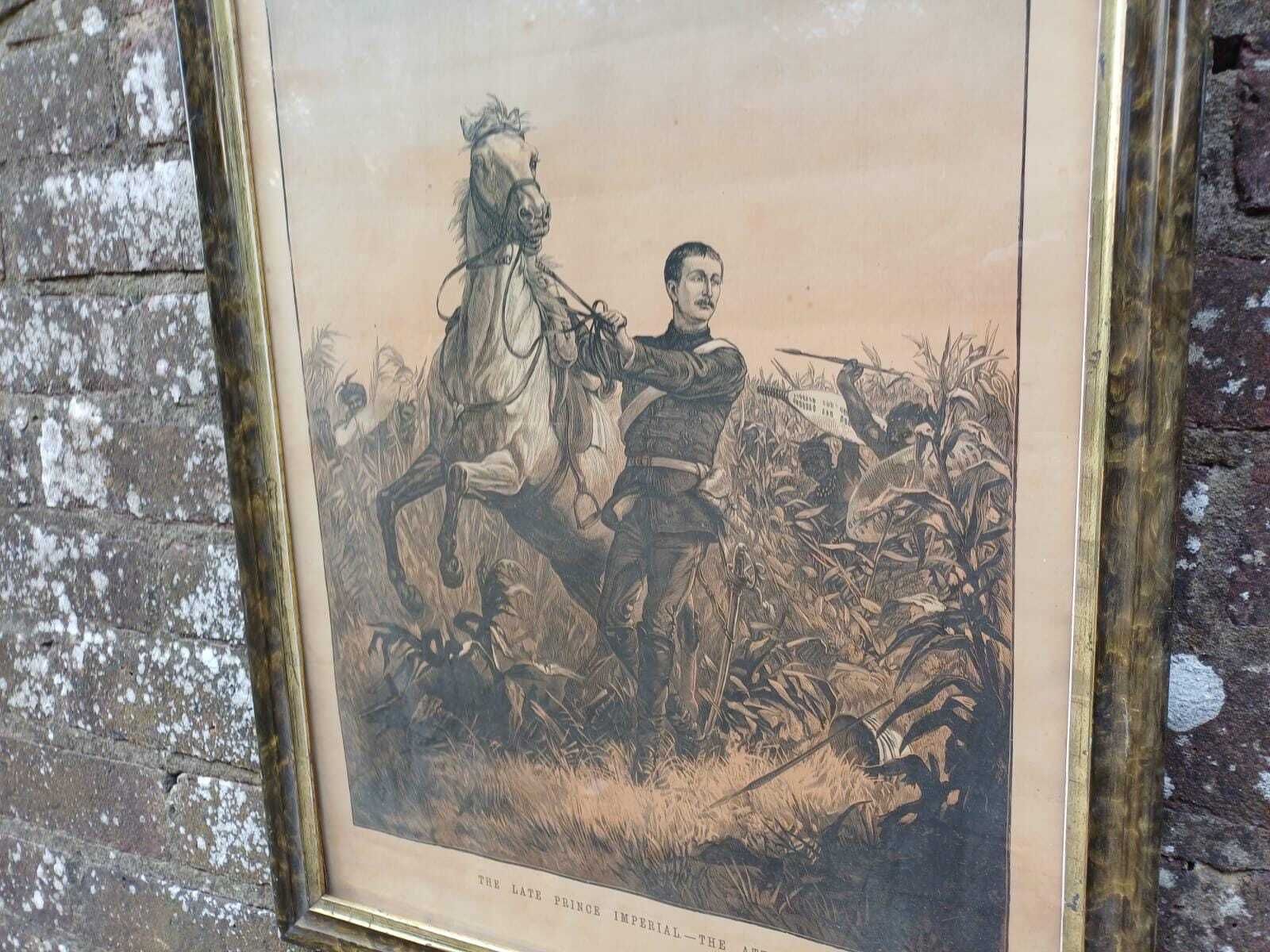 Antique Military Print Late 19th Century Framed Engraving Imperial History Victorian   South African Wars photo furniture