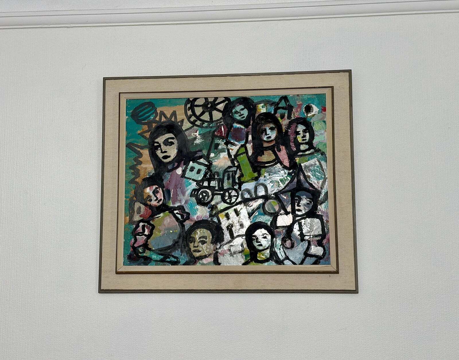 Original Swedish Oil On Panel – “Collective With Youthful Face” By Erik Heinertz – Vintage & Framed – 60 × 69 Cm (23.6" × 27.2") photo vinterior