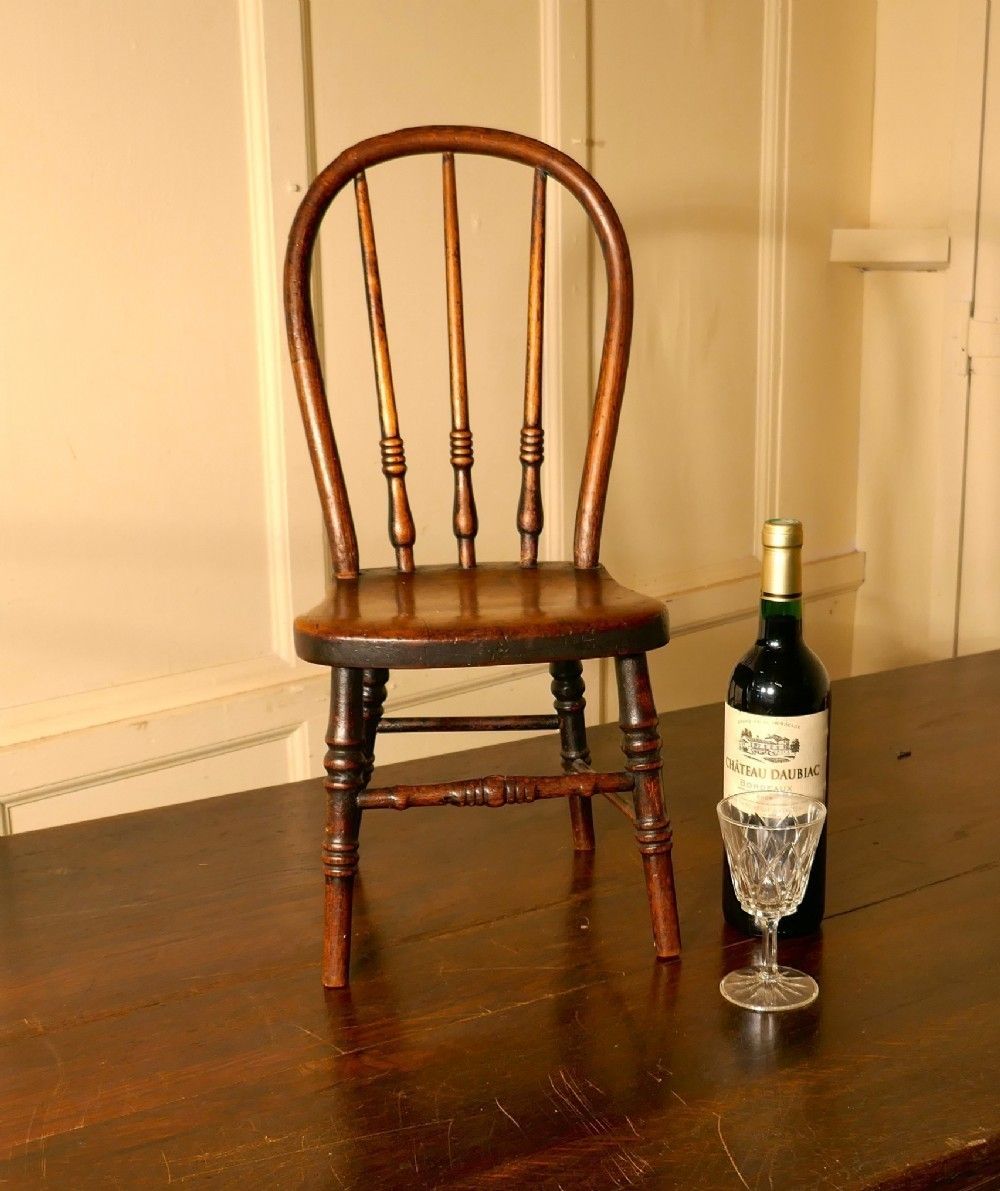 19th Century Miniature Beech And Ash Hoop Back Kitchen Chair photo buy