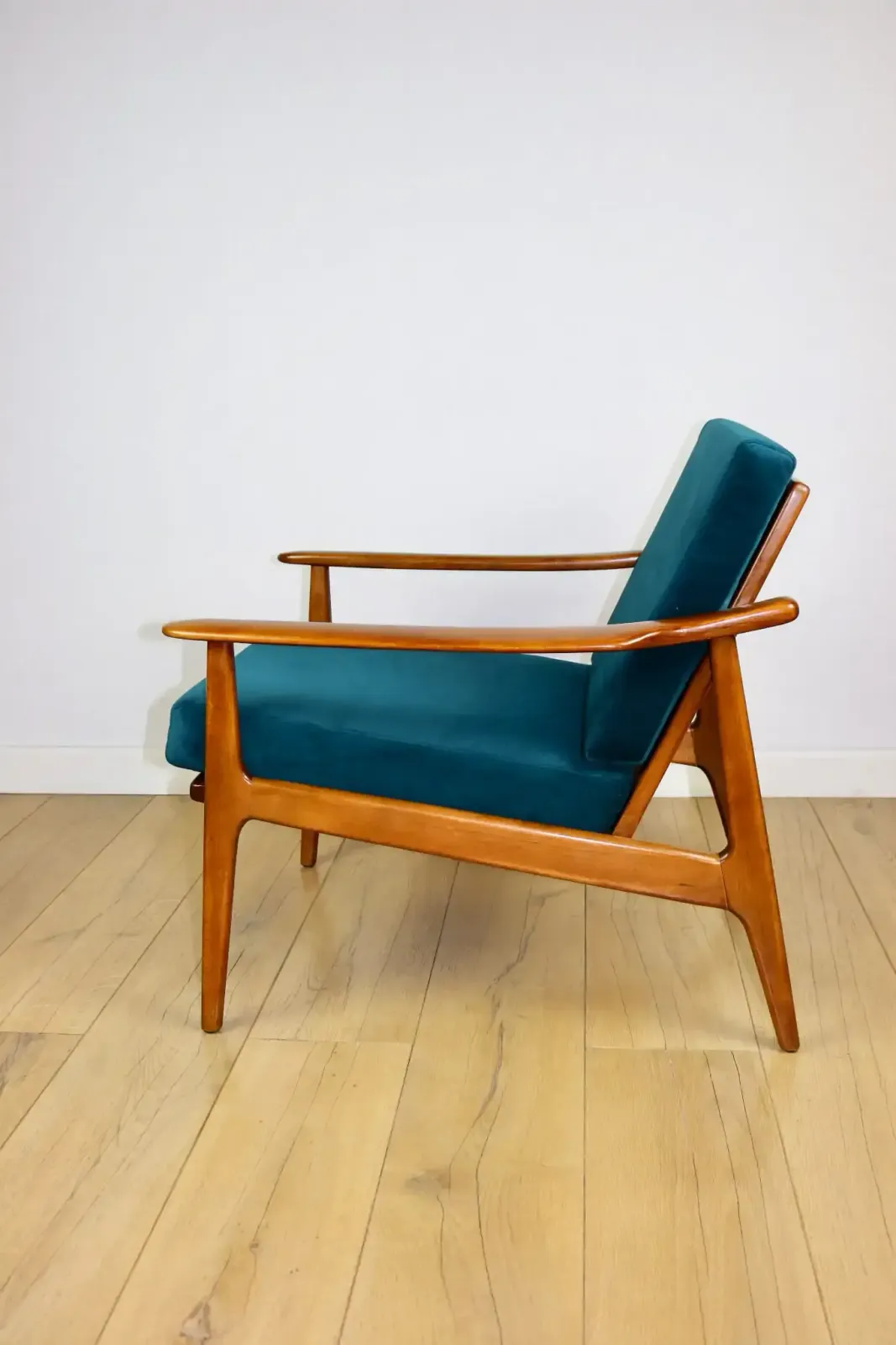 Danish Vintage Loft Armchair, Sea Green, With Removable Cushions photo vinterior