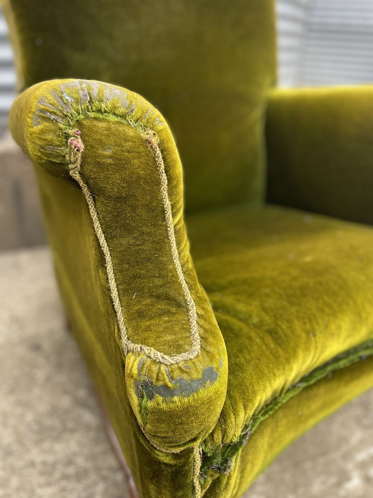 19th C Green Velvet Armchair photo furniture