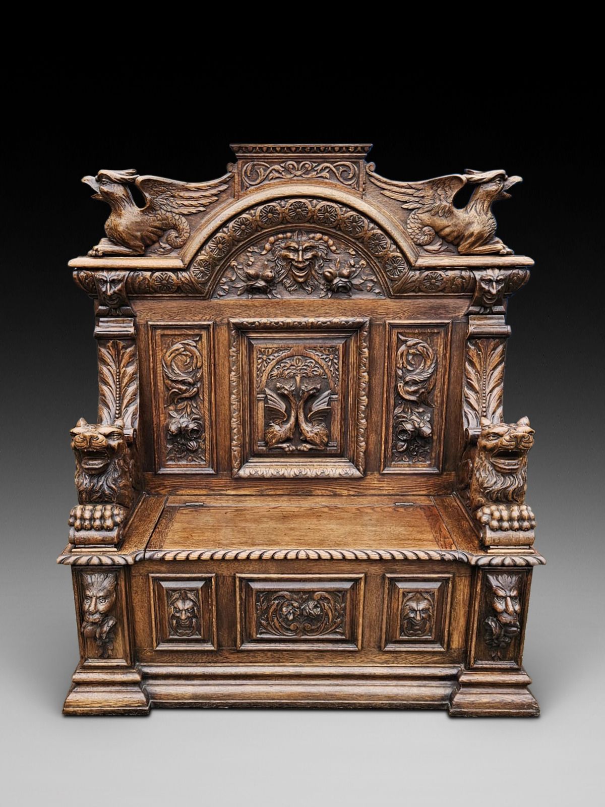 Victorian Carved Oak Settle
