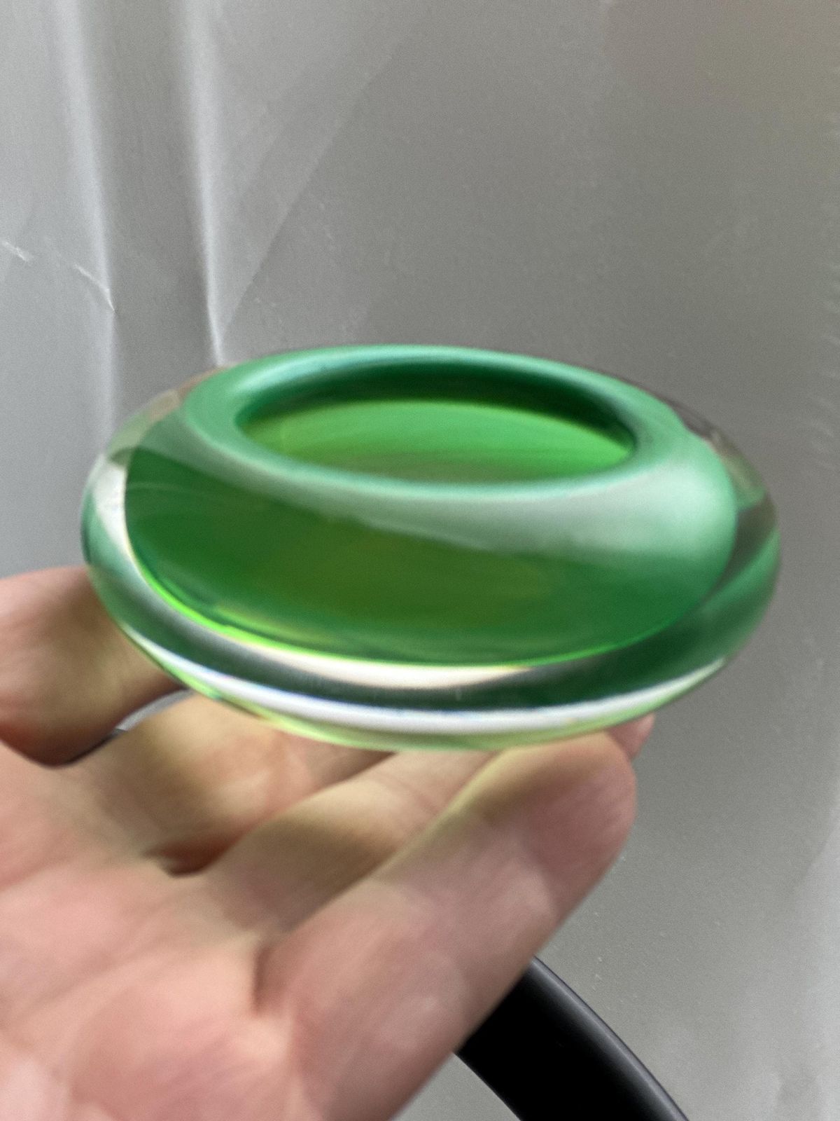 Hanne Dreutler Studio åhus 2000 Signed Swedish Studio Glass Votive Holders. Clear Cased Glass With Emerald Core, Sculptural Modern Design. photo Home Decor