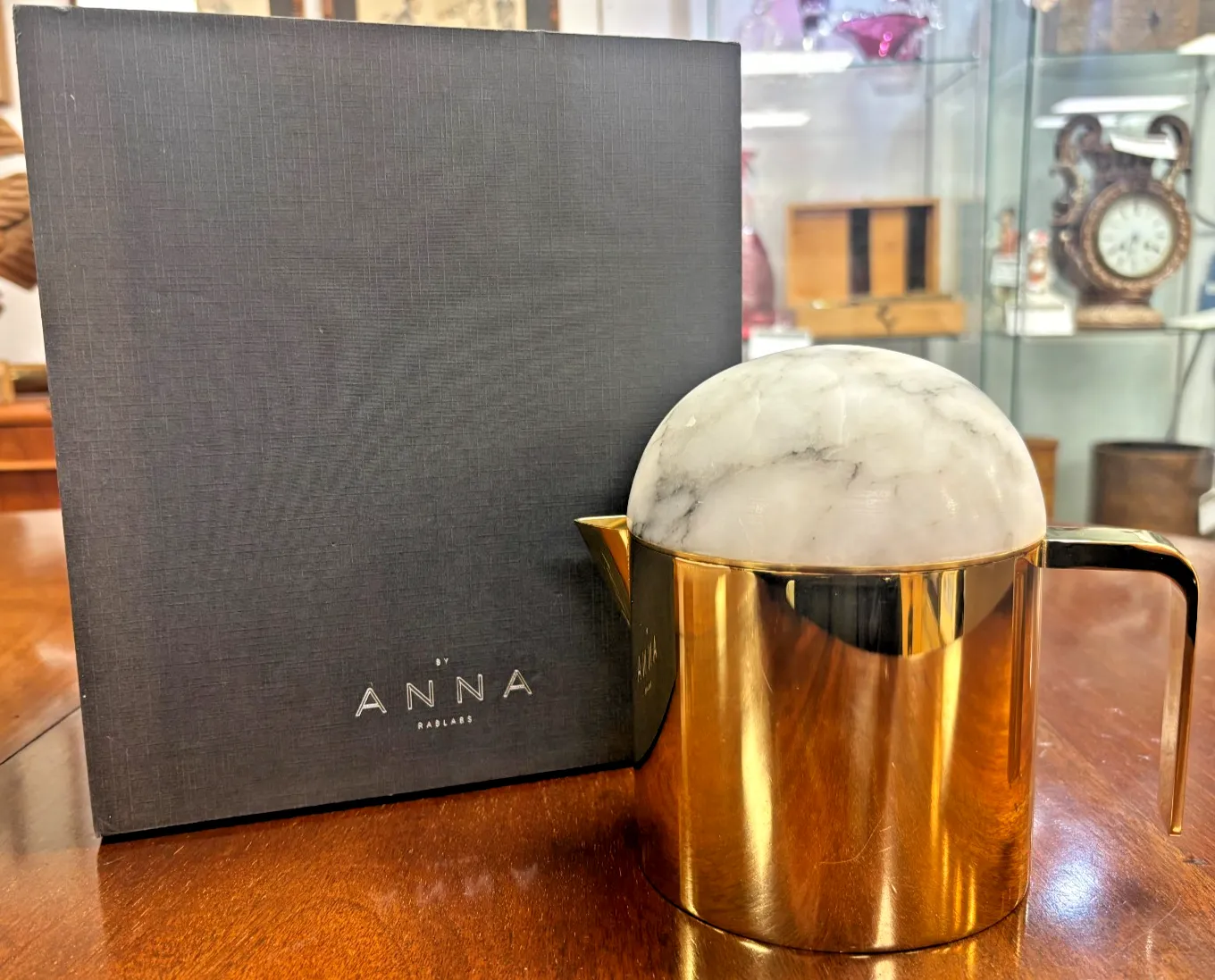 Anna New York By Rablabs Amare Gold Metal & Alabaster Teapot Boxed