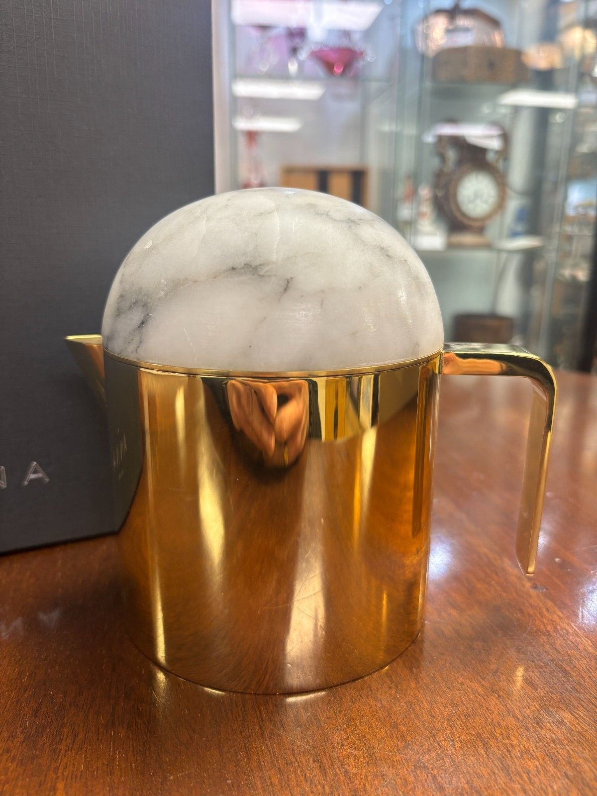 Anna New York By Rablabs Amare Gold Metal & Alabaster Teapot Boxed photo furniture