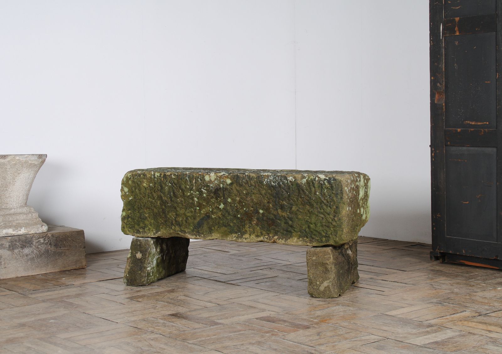 Reclaimed Carved Stone Sandstone Garden Bench Seat With Weathered Patina photo Home Decor