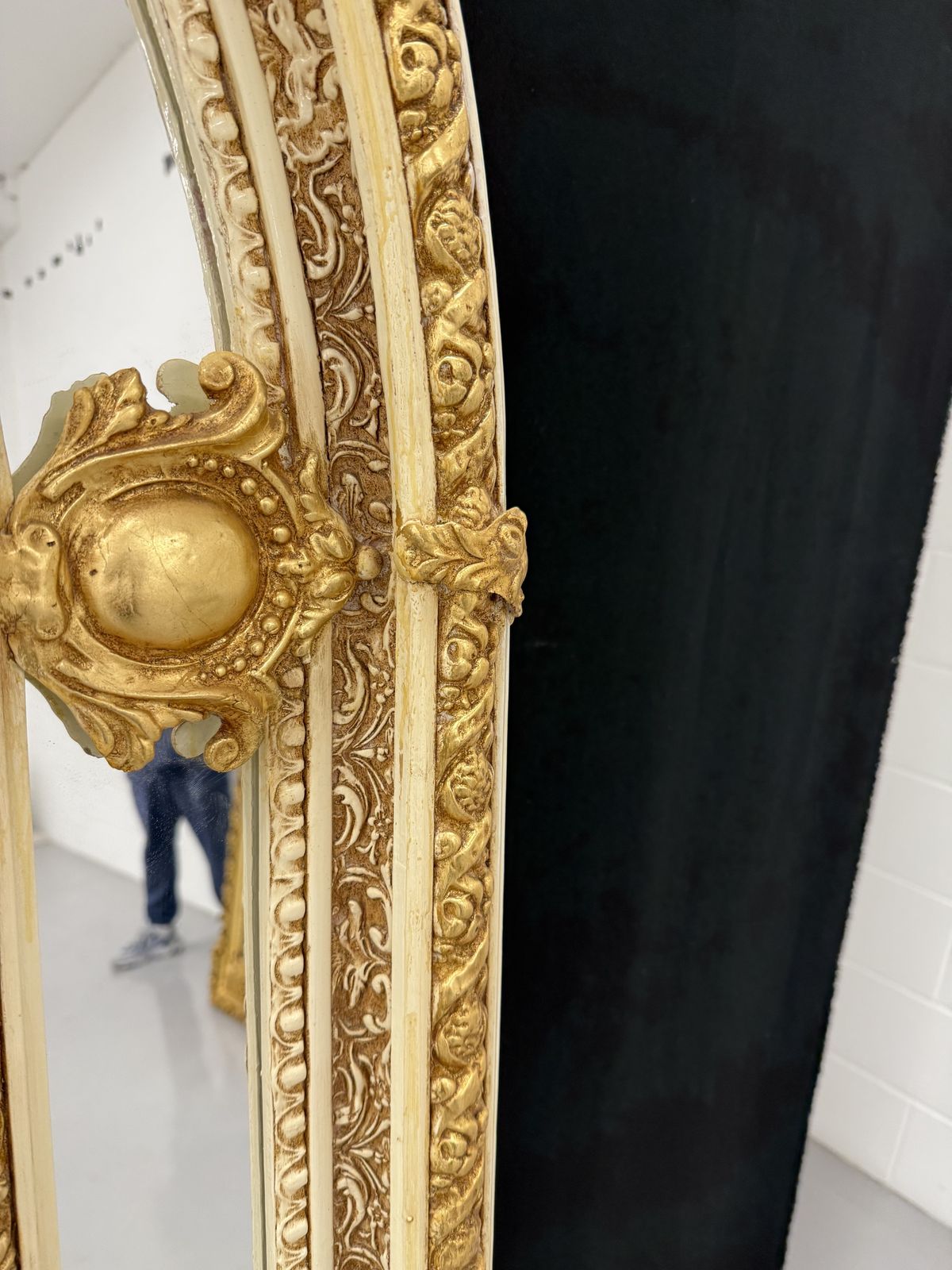 1000.0 Antique Style French Regency Empire Rocco Ornate Mirror  Gold Cream 7ft photo