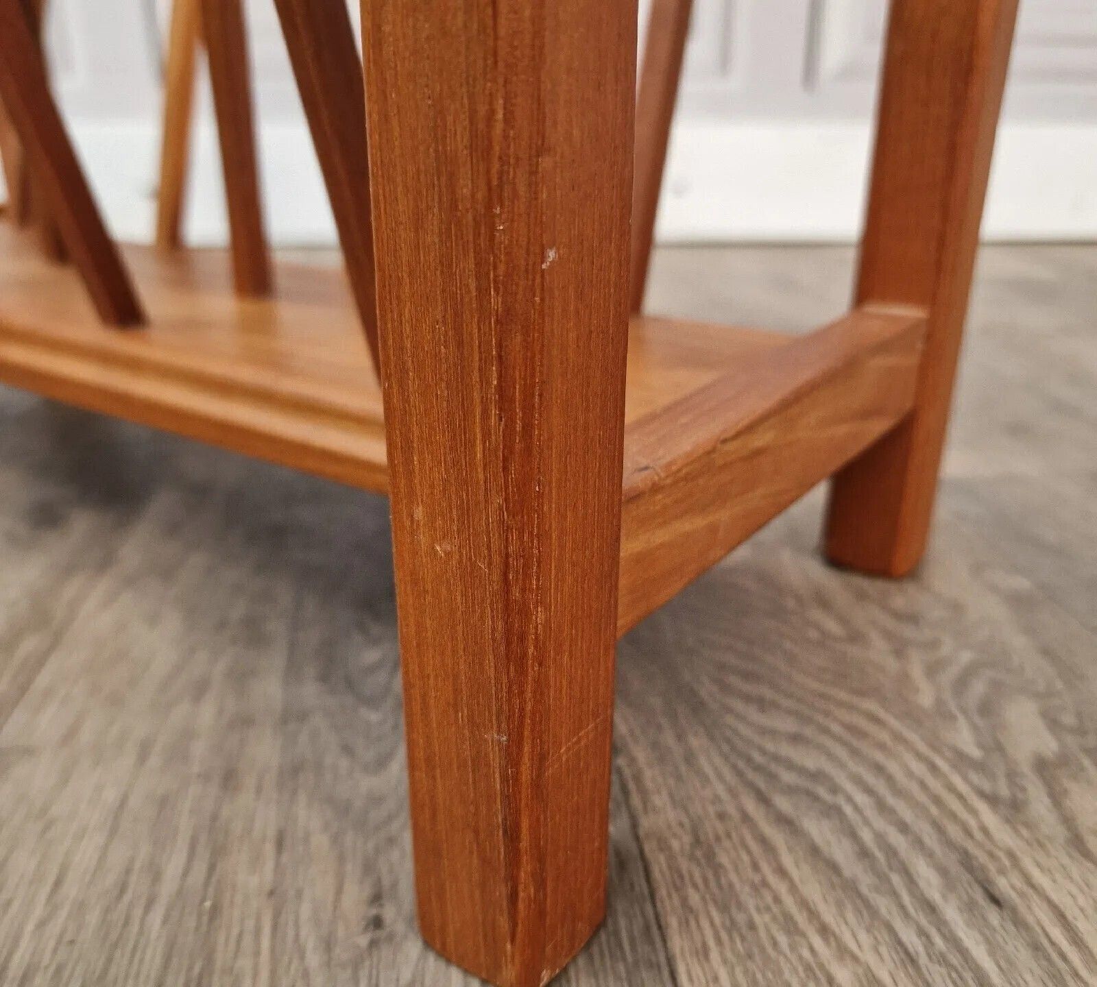 photo vintage Vintage Teak Magazine Rack Danish Inspired Scandi Mid Century Modern
