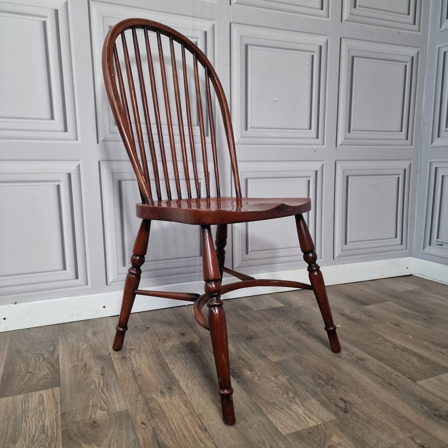 Antique Windsor Chair Turned Spindle Crinoline Stretcher Stick Hoop Back photo furniture