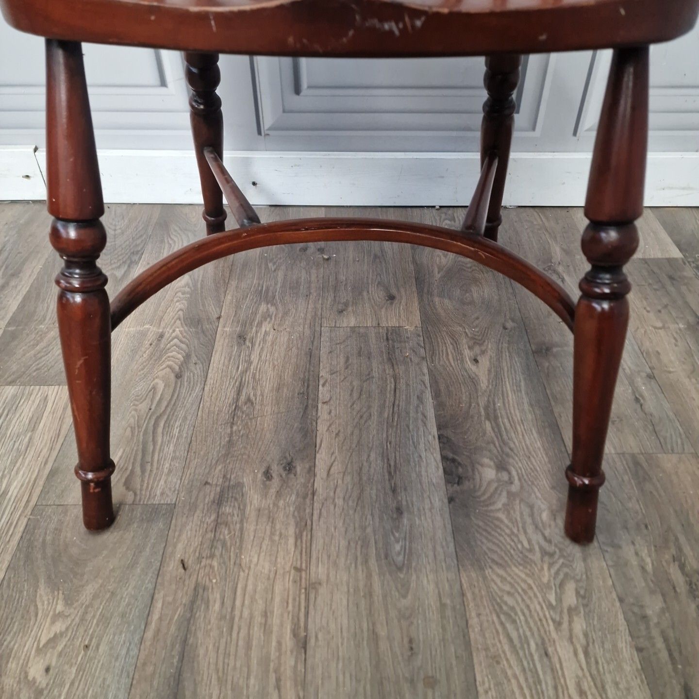 Antique Windsor Chair Turned Spindle Crinoline Stretcher Stick Hoop Back photo buy